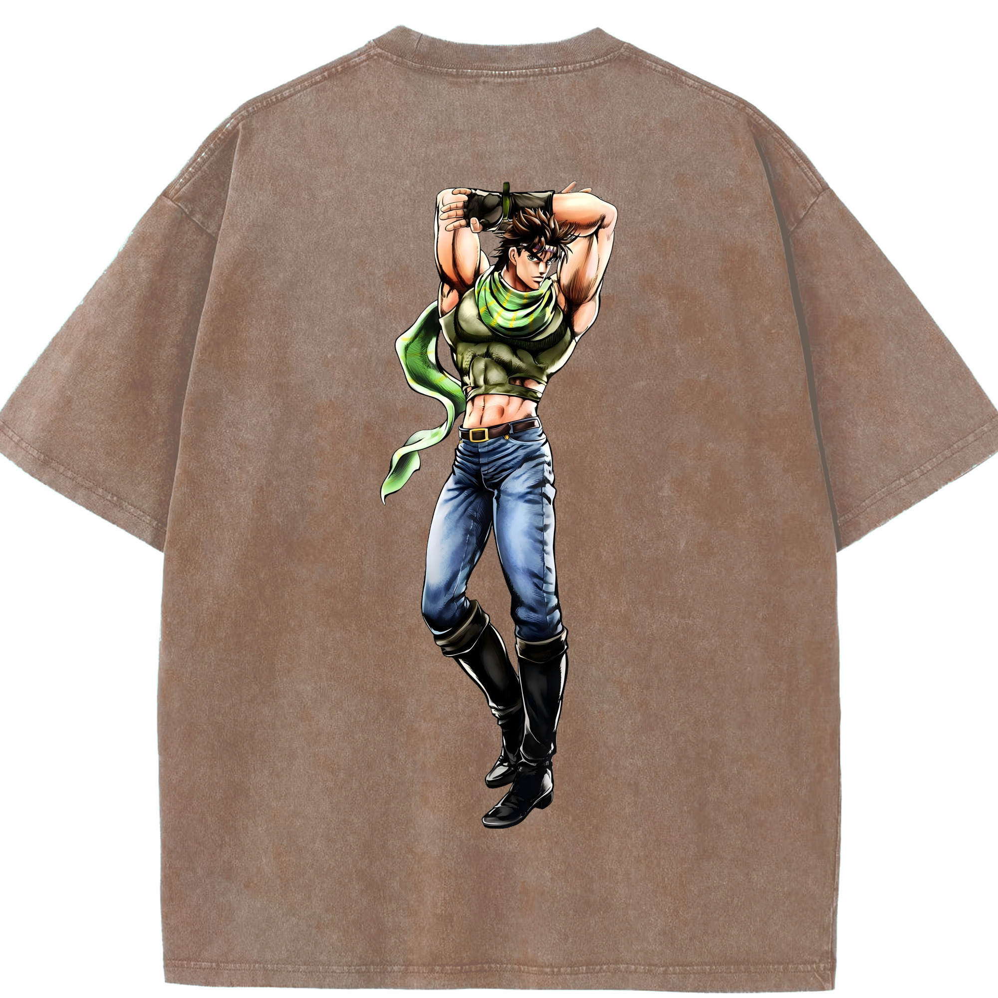 （画像用） ジョジョの奇妙な冒険 ジョセフ?ジョースター JoJo's Bizarre Adventure Joseph Joestar 綿100% ヴィンテージ風 半袖Tシャツ（背面プリント）