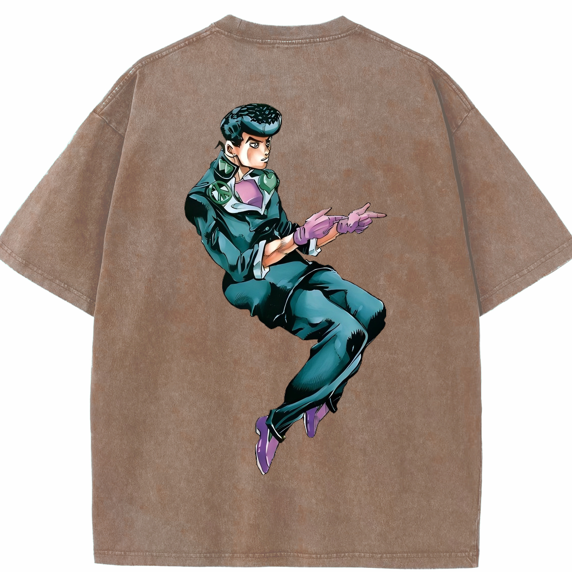 （画像用） ジョジョの奇妙な冒険 ひがしかた じょうすけ JoJo's Bizarre Adventure Higashikata Josuke 綿100% ヴィンテージ風 半袖Tシャツ（背面プリント）