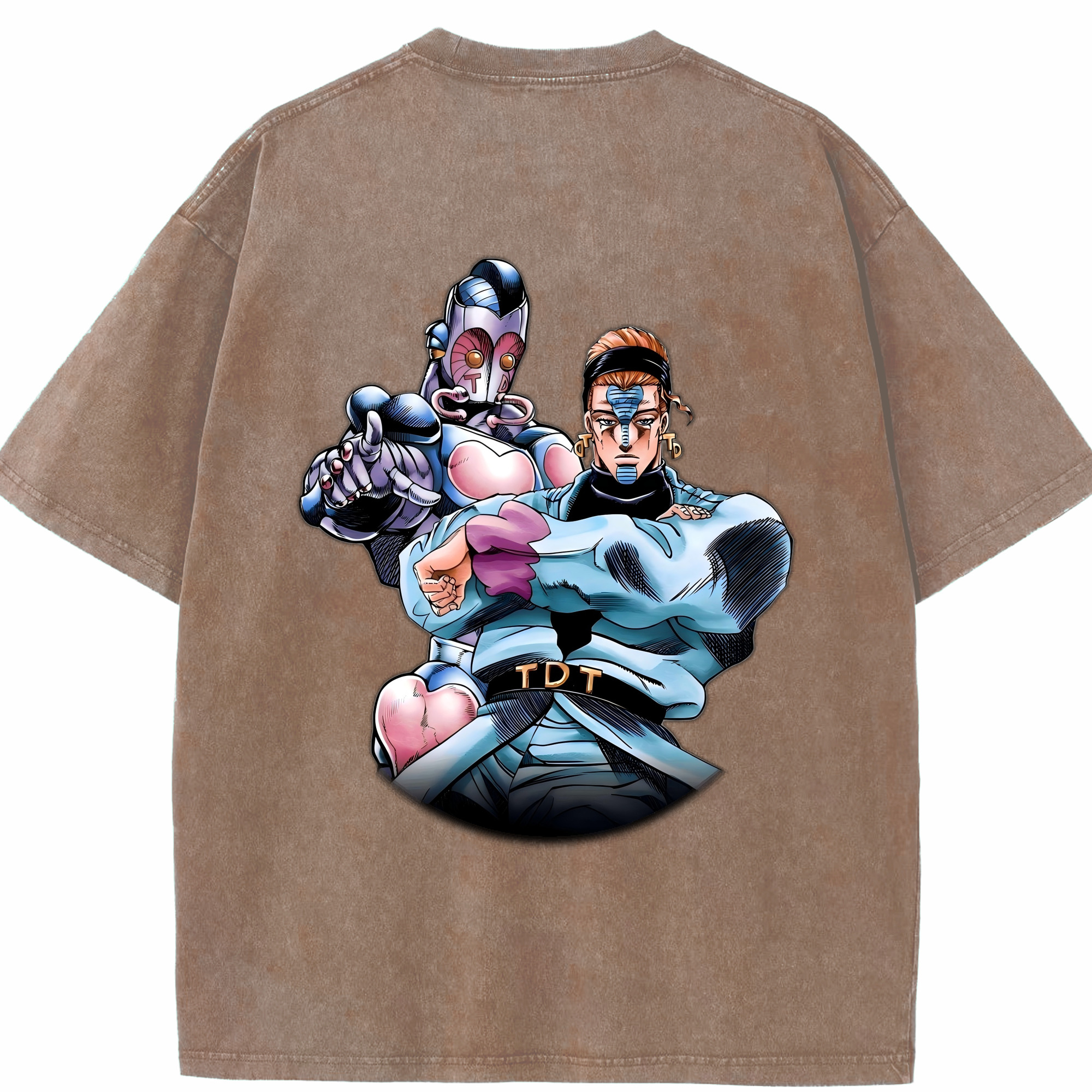 （画像用） ジョジョの奇妙な冒険 ひがしかた じょうすけ JoJo's Bizarre Adventure Higashikata Josuke 綿100% ヴィンテージ風 半袖Tシャツ（背面プリント）