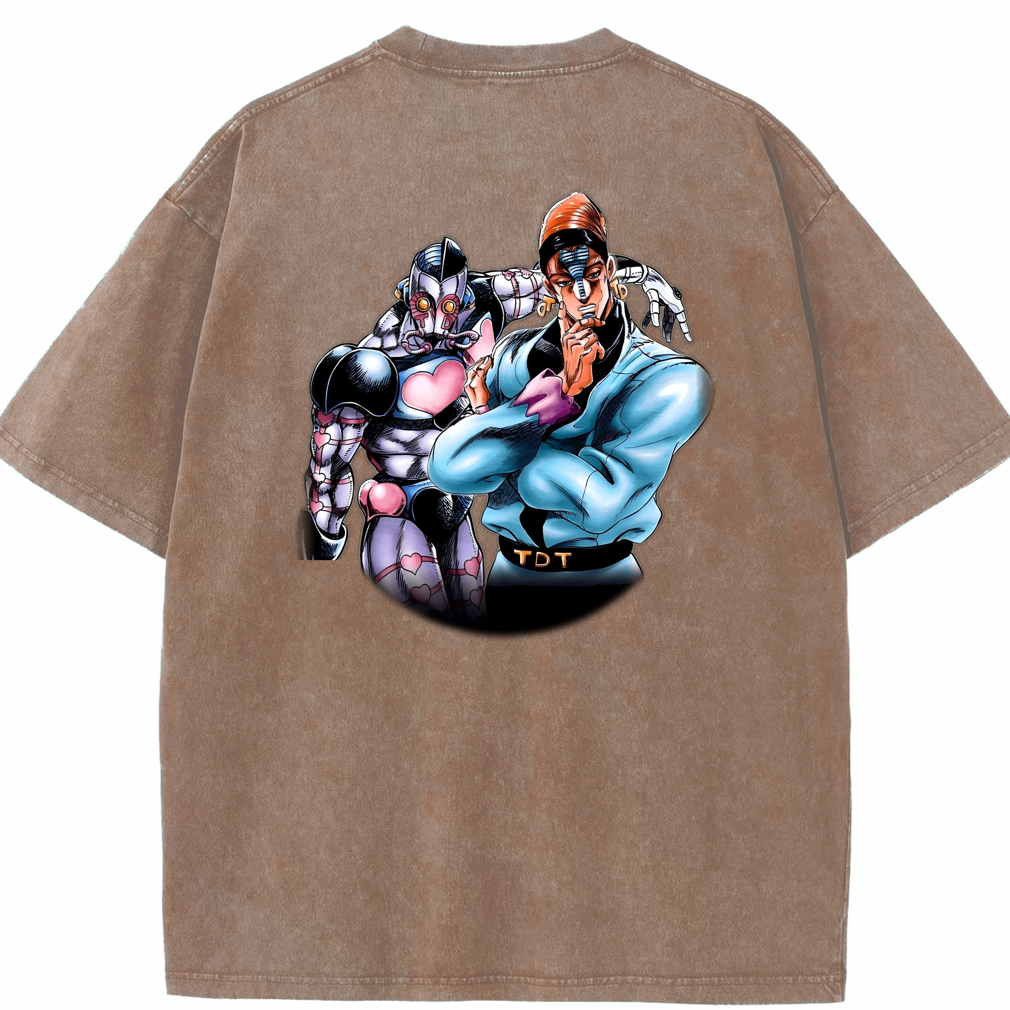 （画像用） ジョジョの奇妙な冒険 ひがしかた じょうすけ JoJo's Bizarre Adventure Higashikata Josuke 綿100% ヴィンテージ風 半袖Tシャツ（背面プリント）