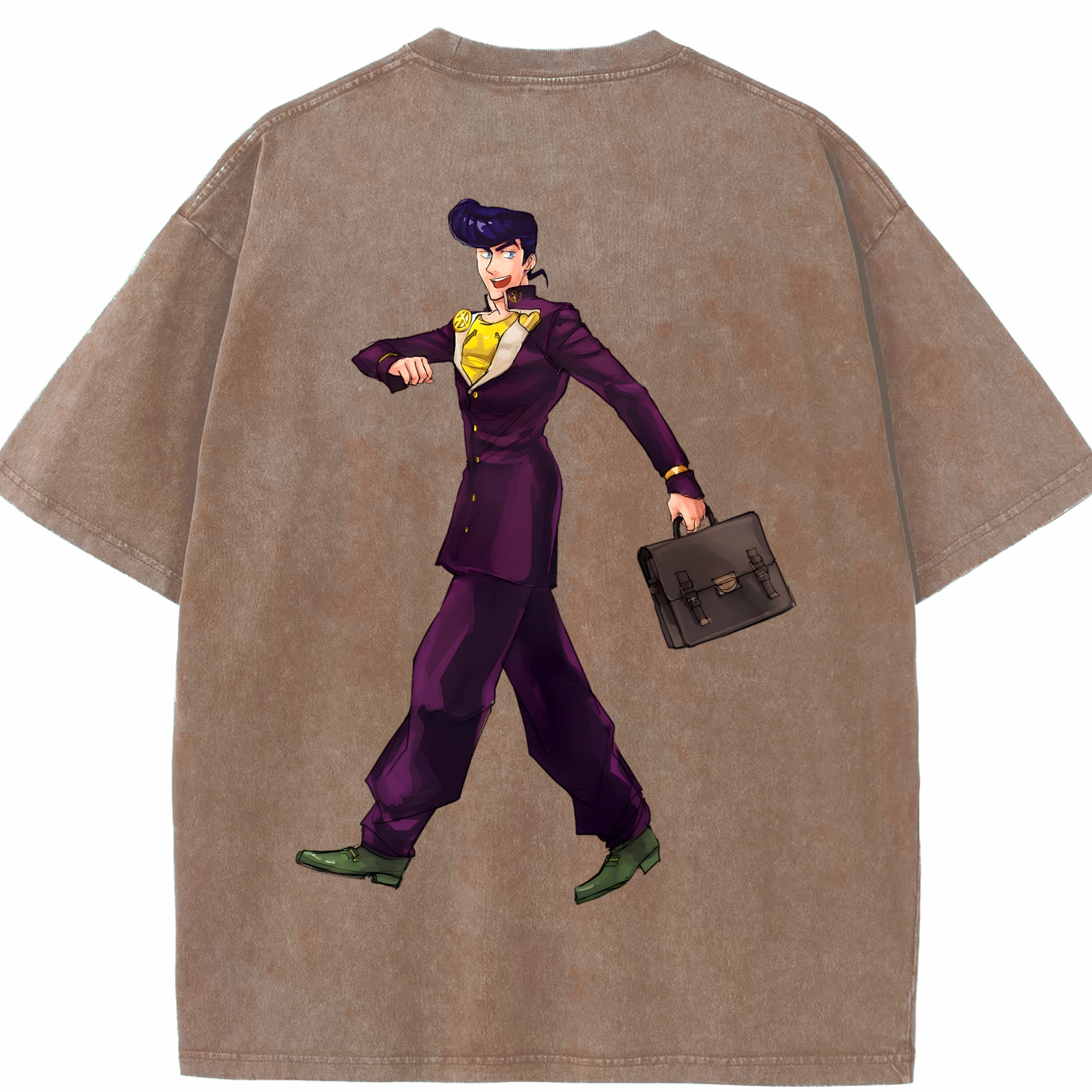 （画像用） ジョジョの奇妙な冒険 ひがしかた じょうすけ JoJo's Bizarre Adventure Higashikata Josuke 綿100% ヴィンテージ風 半袖Tシャツ（背面プリント）
