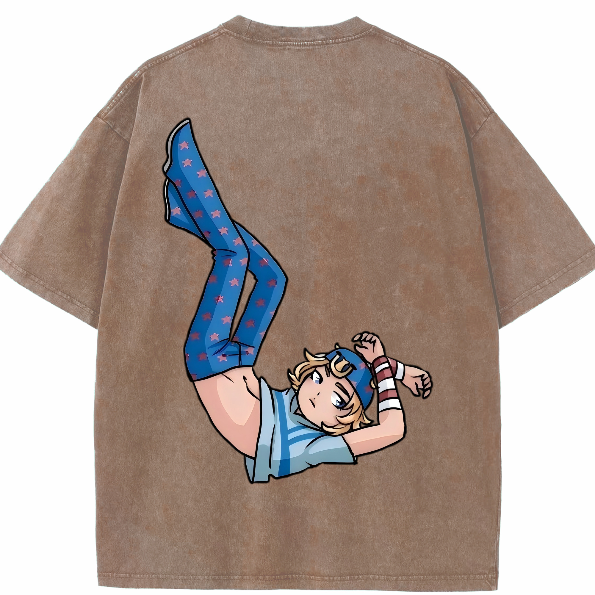 （画像用） ジョジョの奇妙な冒険 グイード?ミスタ JoJo's Bizarre Adventure Guido Mista 綿100% ヴィンテージ風 半袖Tシャツ（背面プリント）