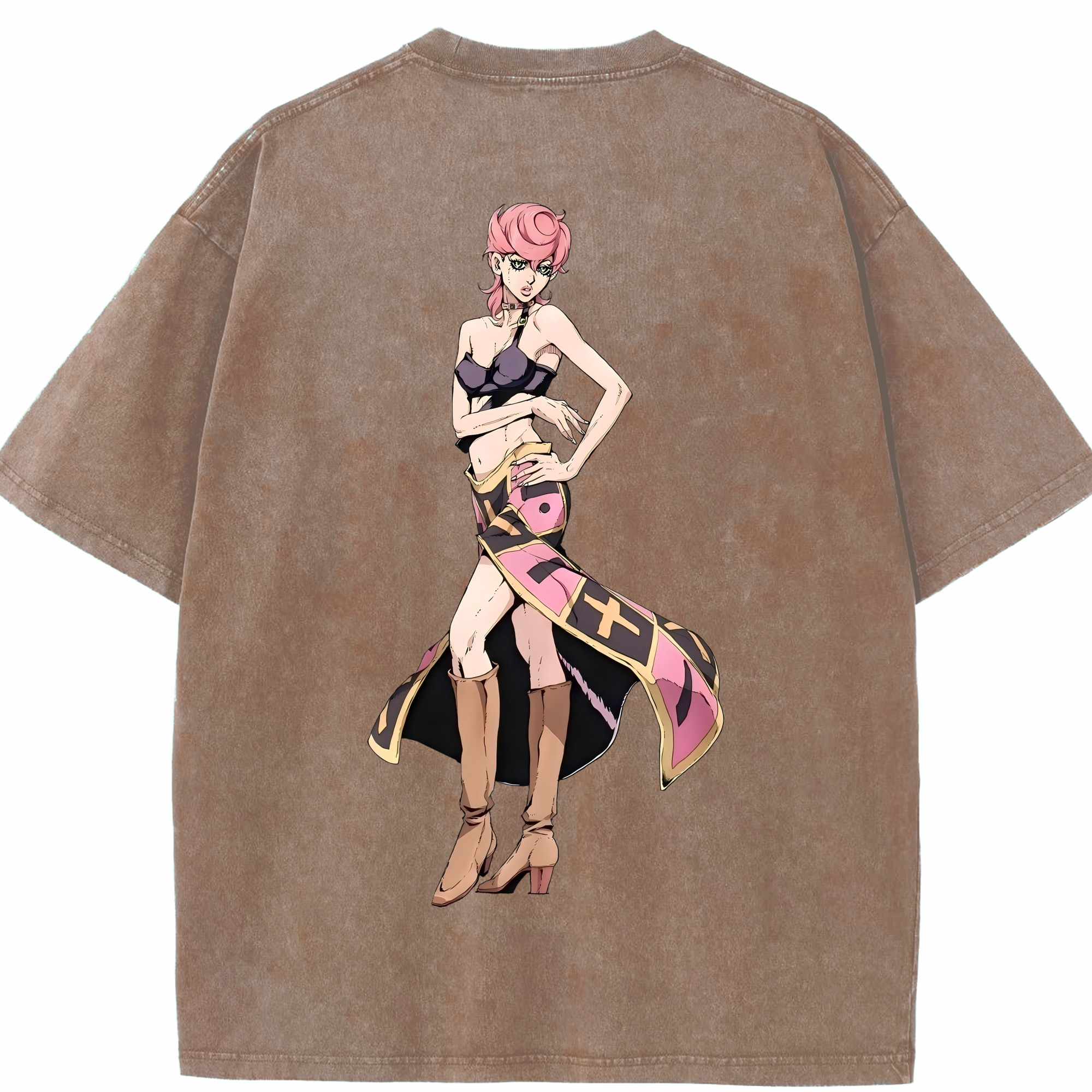 （画像用） ジョジョの奇妙な冒険 トリッシュ?ウナ JoJo's Bizarre Adventure Trish Una 綿100% ヴィンテージ風 半袖Tシャツ（背面プリント）