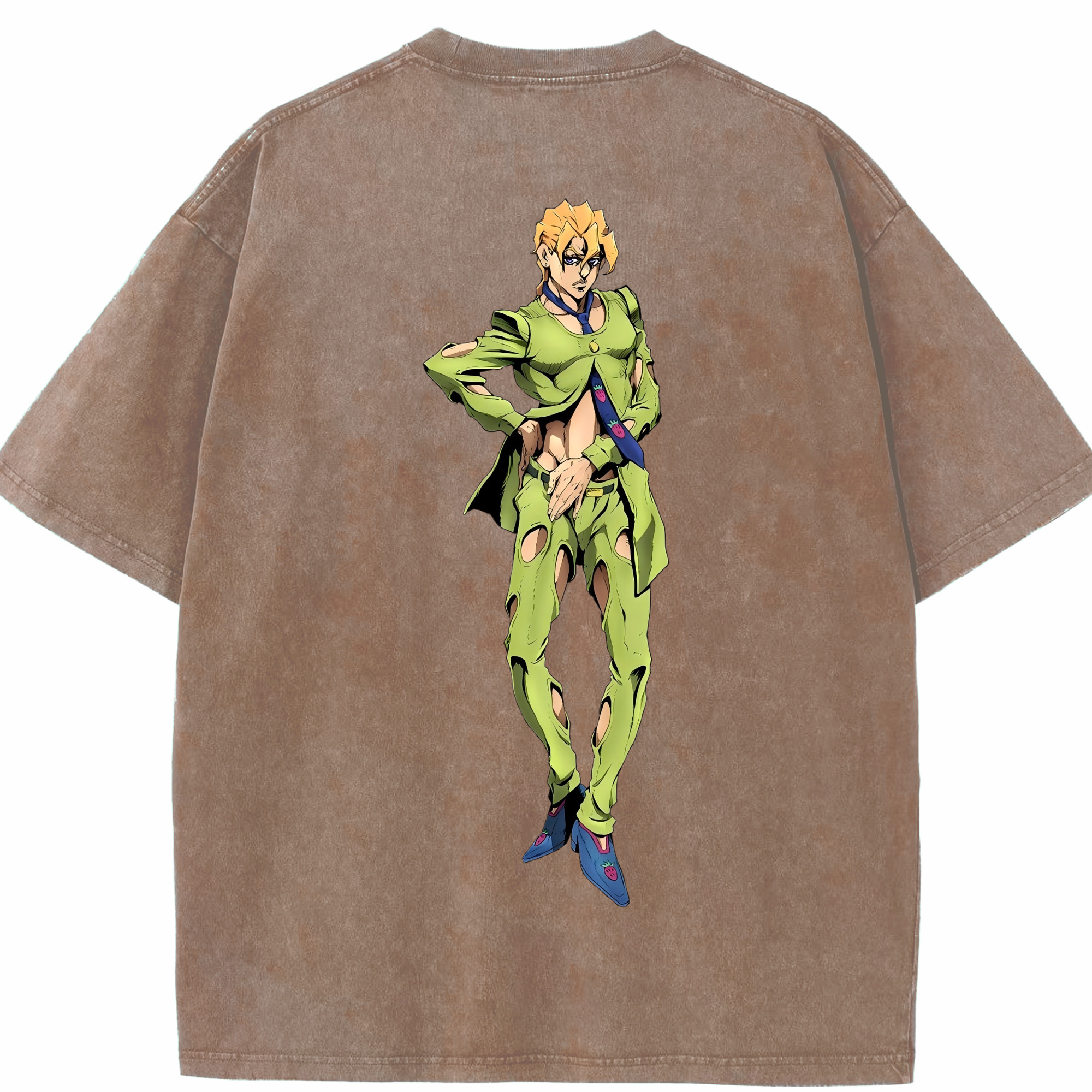 （画像用） ジョジョの奇妙な冒険 パンナコッタ?フー JoJo's Bizarre Adventure Pannacotta Fugo 綿100% ヴィンテージ風 半袖Tシャツ（背面プリント）