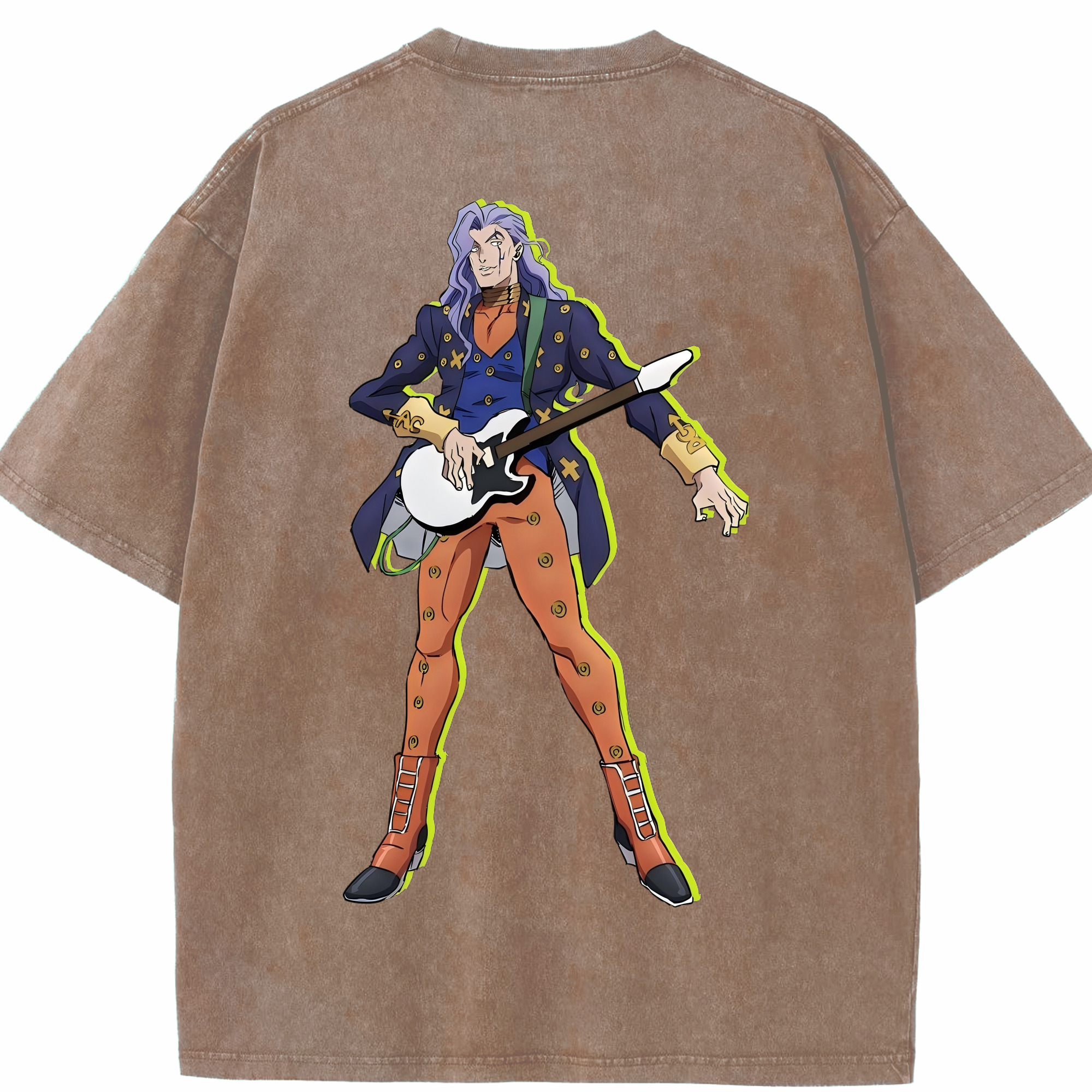 （画像用） ジョジョの奇妙な冒険 おといし あきら JoJo's Bizarre Adventure Akira Otoishi 綿100% ヴィンテージ風 半袖Tシャツ（背面プリント）
