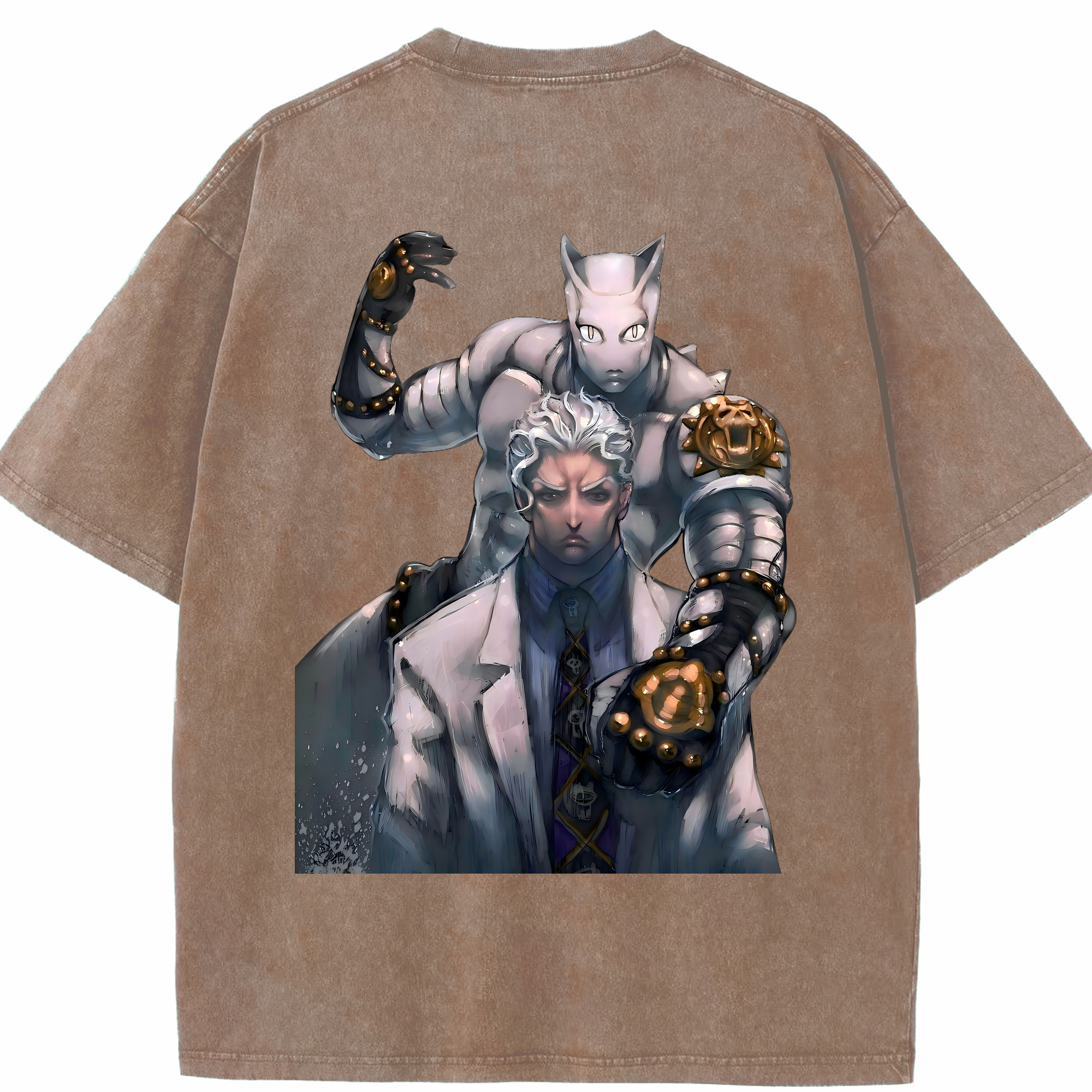 （画像用） ジョジョの奇妙な冒険 きら よしかげ JoJo's Bizarre Adventure Kira Yoshikage 綿100% ヴィンテージ風 半袖Tシャツ（背面プリント）