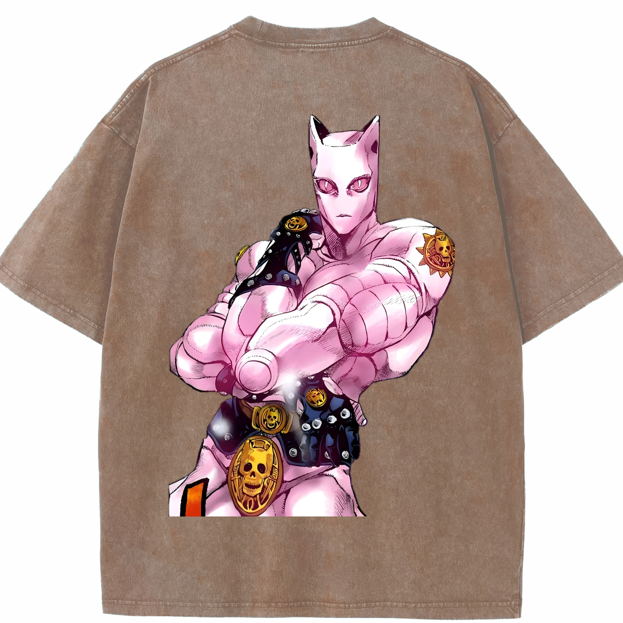 （画像用） ジョジョの奇妙な冒険 きら よしかげ JoJo's Bizarre Adventure Kira Yoshikage 綿100% ヴィンテージ風 半袖Tシャツ（背面プリント）
