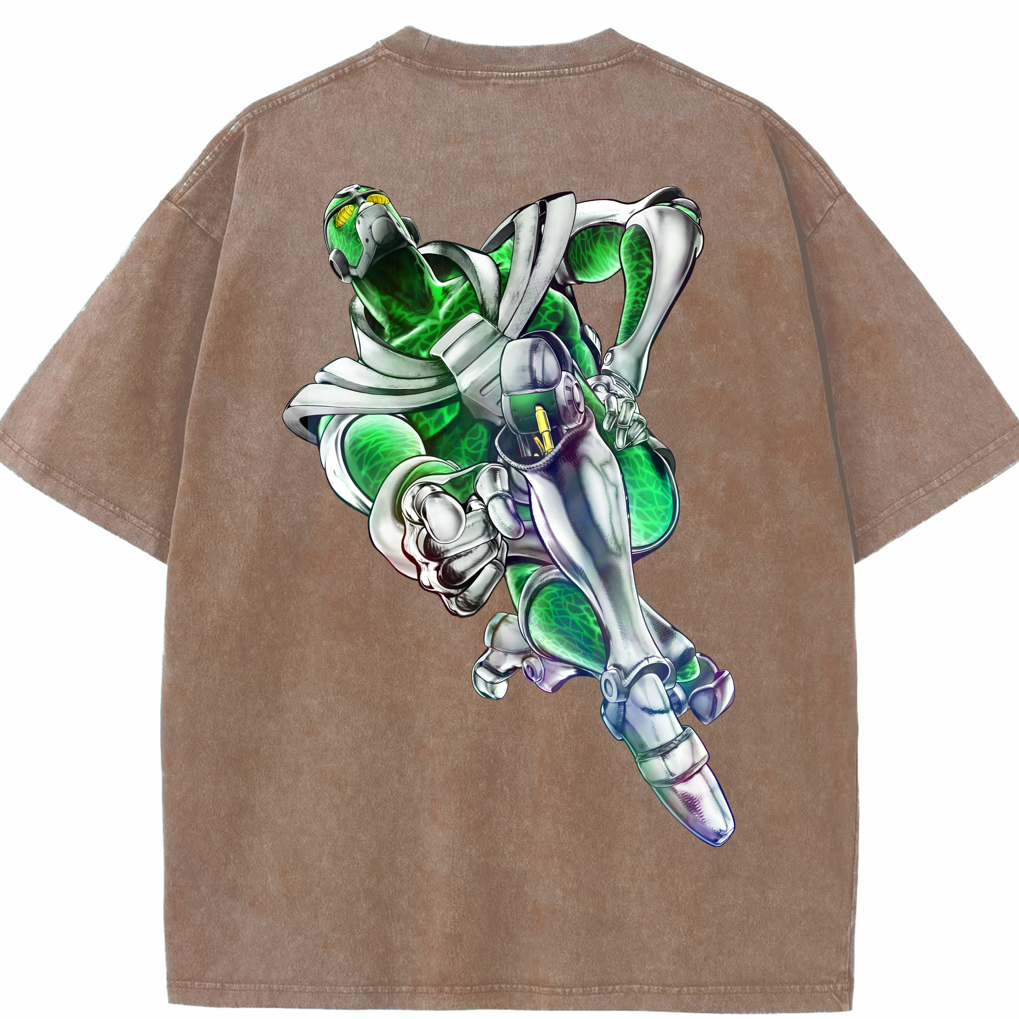 （画像用） ジョジョの奇妙な冒険 花京院 典明（かきょういん のりあき） JoJo's Bizarre Adventure Kakyoin Noriaki 綿100% ヴィンテージ風 半袖Tシャツ（背面プリント）