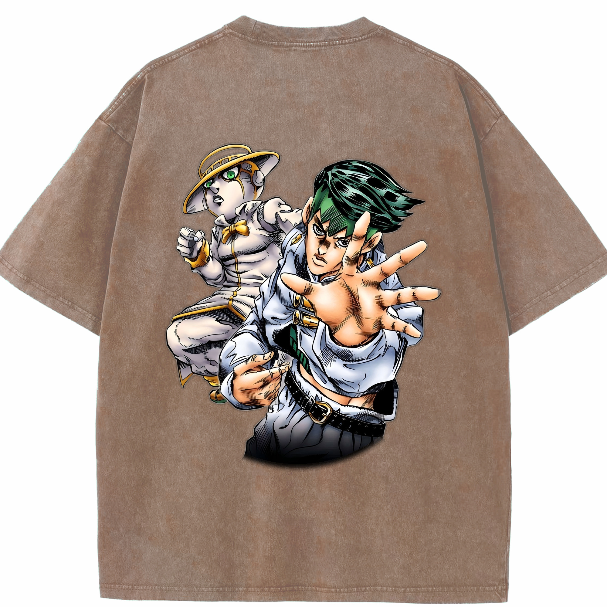 （画像用） ジョジョの奇妙な冒険 岸辺 露伴（きしべ ろはん） JoJo's Bizarre Adventure Rohan Kishibe 綿100% ヴィンテージ風 半袖Tシャツ（背面プリント）