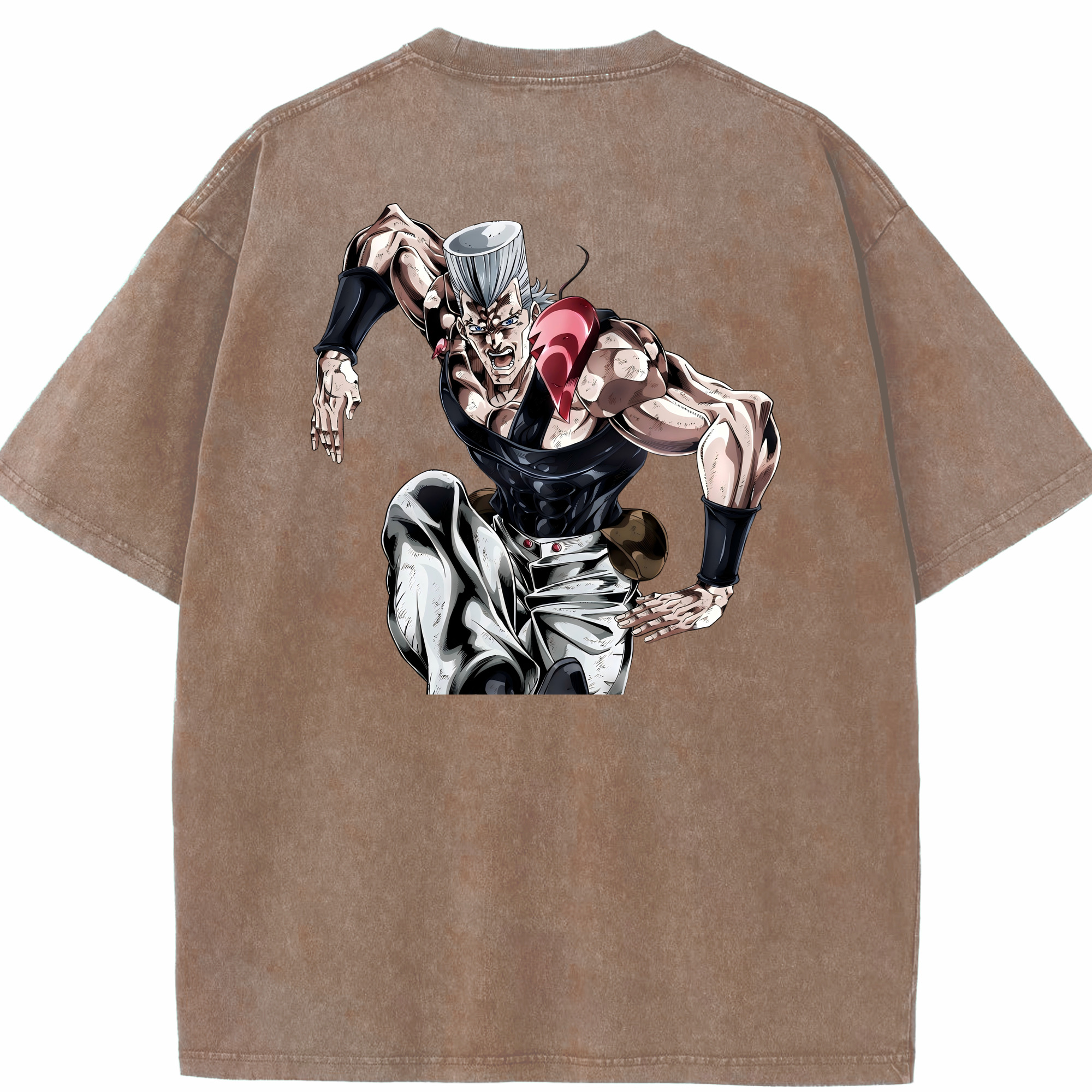 （画像用） ジョジョの奇妙な冒険 ジャン＝ピエール?ポルナレフ JoJo's Bizarre Adventure Jan Pierre Polnareff 綿100% ヴィンテージ風 半袖Tシャツ（背面プリント）