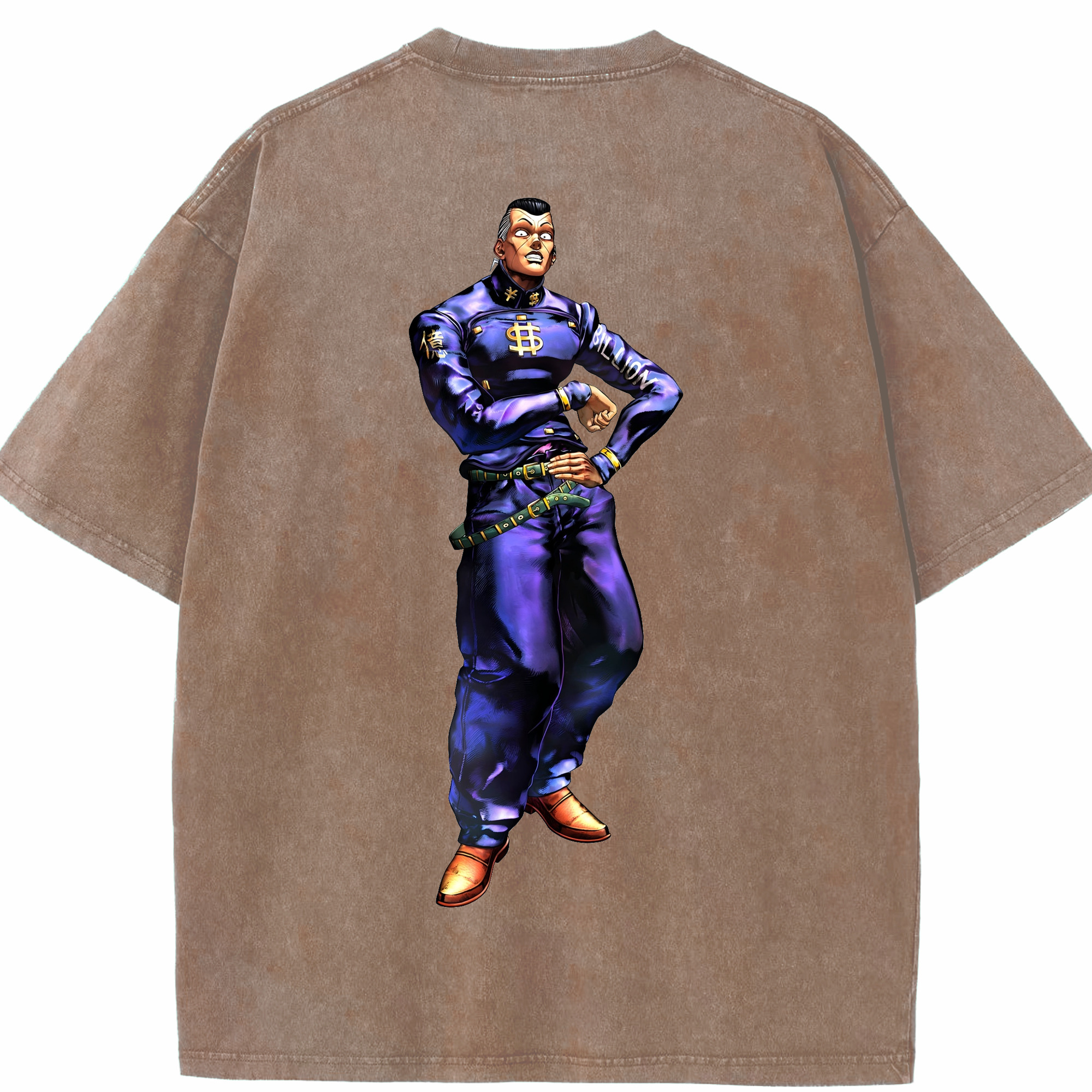 （画像用） ジョジョの奇妙な冒険 虹村億泰 にじむら おくやす JoJo's Bizarre Adventure Nijimura Okuyasu 綿100% ヴィンテージ風 半袖Tシャツ（背面プリント）