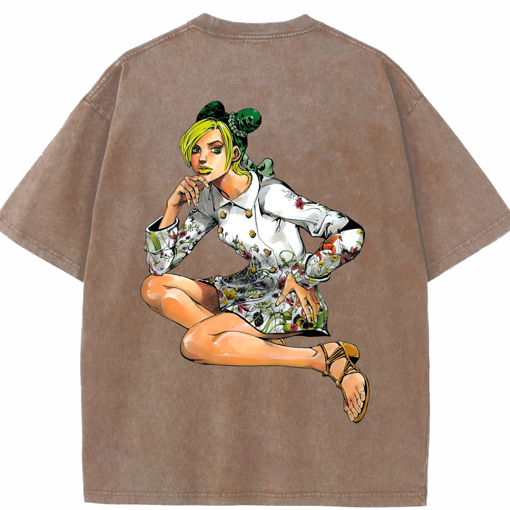 （画像用） "ジョジョの奇妙な冒険 くうじょう ジョリーン JoJo's Bizarre Adventure Jolyne Cujoh " 綿100% ヴィンテージ風 半袖Tシャツ（背面プリント）