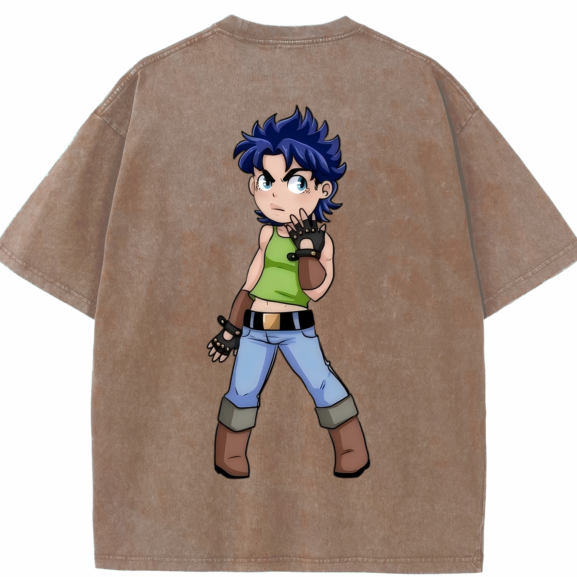 （画像用） ジョジョの奇妙な冒険 広瀨康一 JoJo's Bizarre Adventure Hirose Koichi 綿100% ヴィンテージ風 半袖Tシャツ（背面プリント）