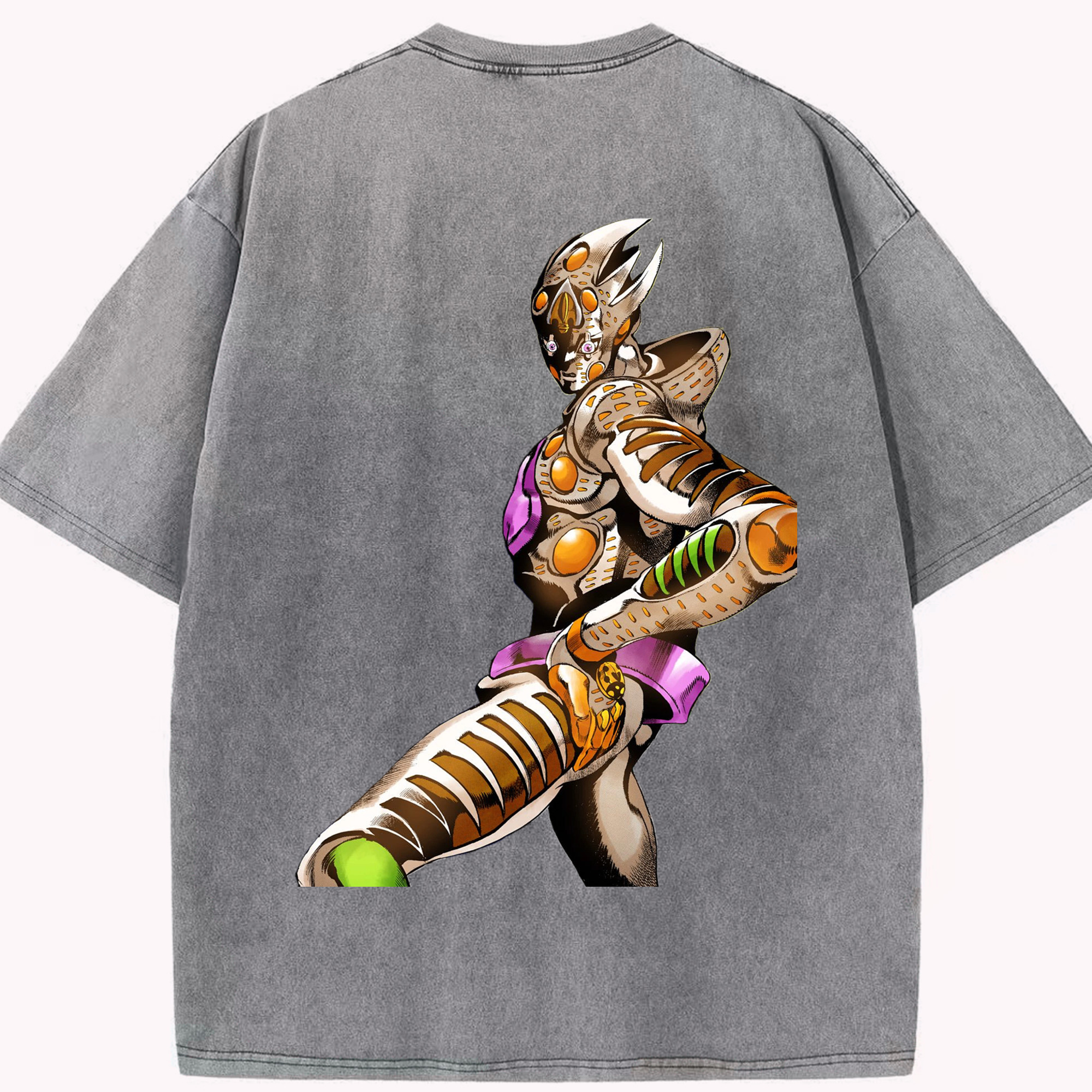 （画像用） ジョジョの奇妙な冒険 ジョルノ?ジョバァーナ JoJo's Bizarre Adventure Giorno Giovanna 綿100% ヴィンテージ風 半袖Tシャツ（背面プリント）