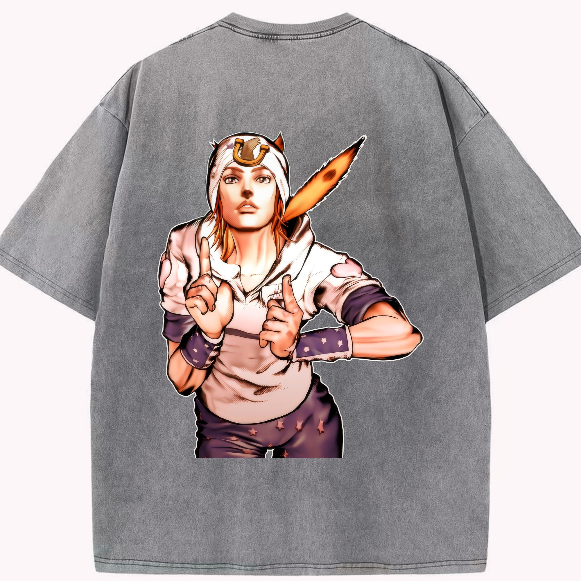 （画像用） ジョジョの奇妙な冒険 ジョナサン?ジョースター JoJo's Bizarre Adventure Jonathan Joestar 綿100% ヴィンテージ風 半袖Tシャツ（背面プリント）