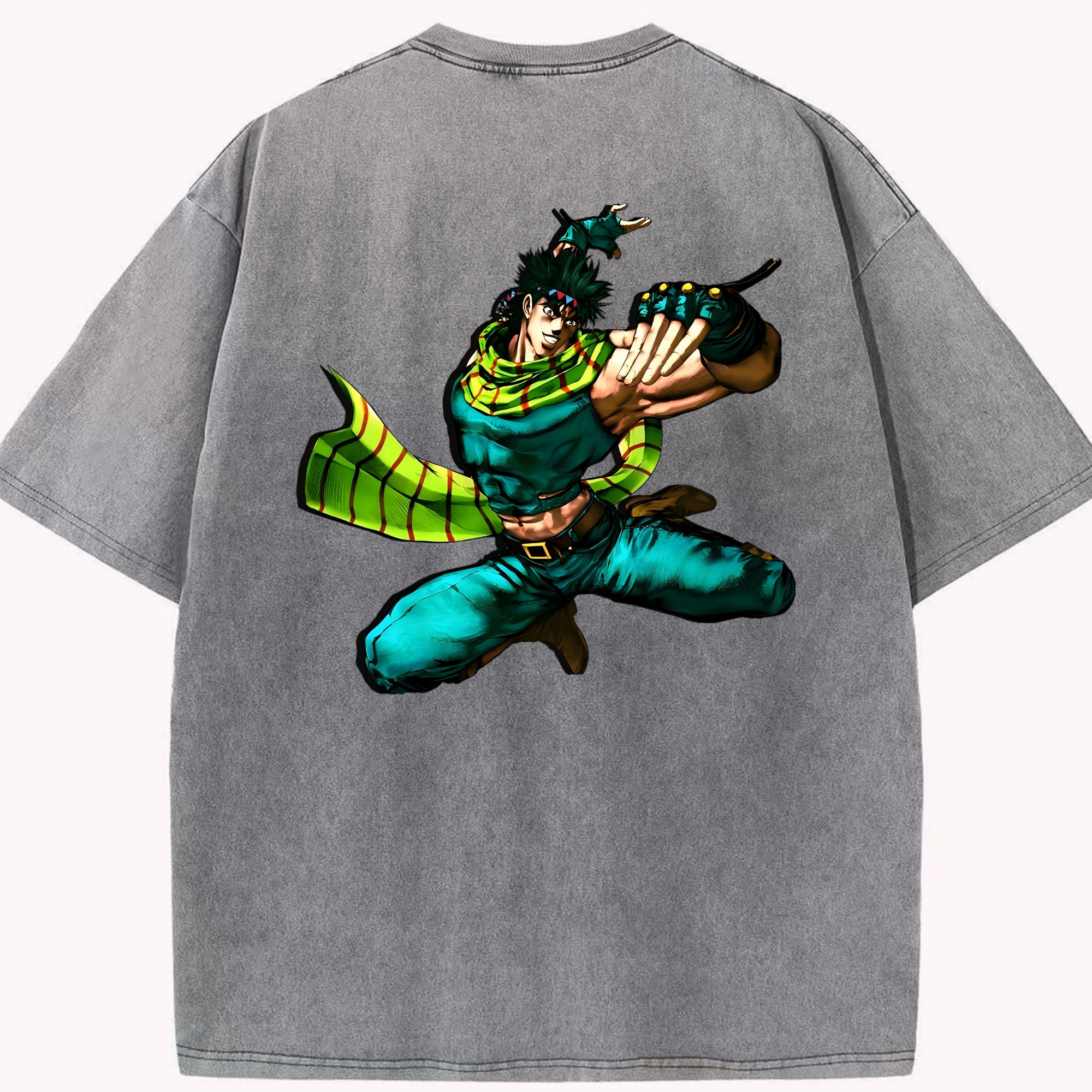 （画像用） ジョジョの奇妙な冒険 ジョセフ?ジョースター JoJo's Bizarre Adventure Joseph Joestar 綿100% ヴィンテージ風 半袖Tシャツ（背面プリント）
