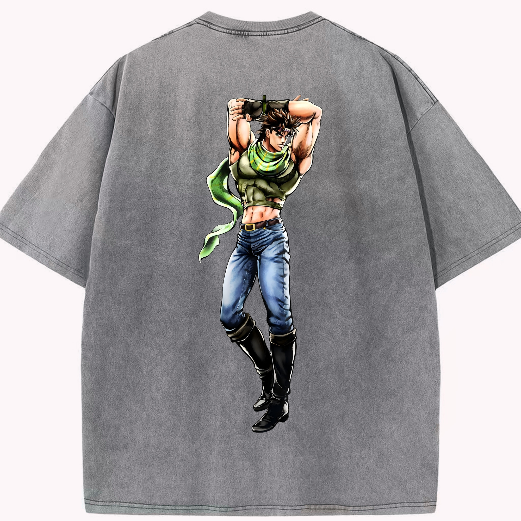 （画像用） ジョジョの奇妙な冒険 ジョセフ?ジョースター JoJo's Bizarre Adventure Joseph Joestar 綿100% ヴィンテージ風 半袖Tシャツ（背面プリント）