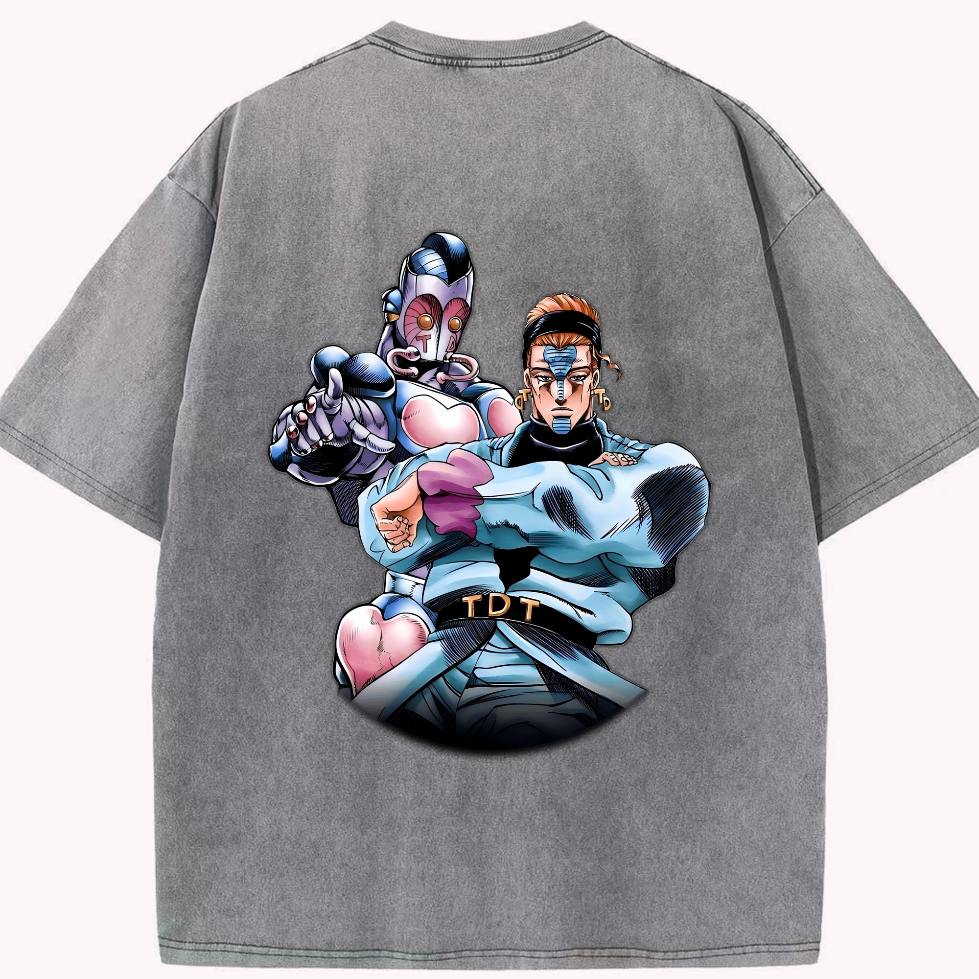 （画像用） ジョジョの奇妙な冒険 ひがしかた じょうすけ JoJo's Bizarre Adventure Higashikata Josuke 綿100% ヴィンテージ風 半袖Tシャツ（背面プリント）