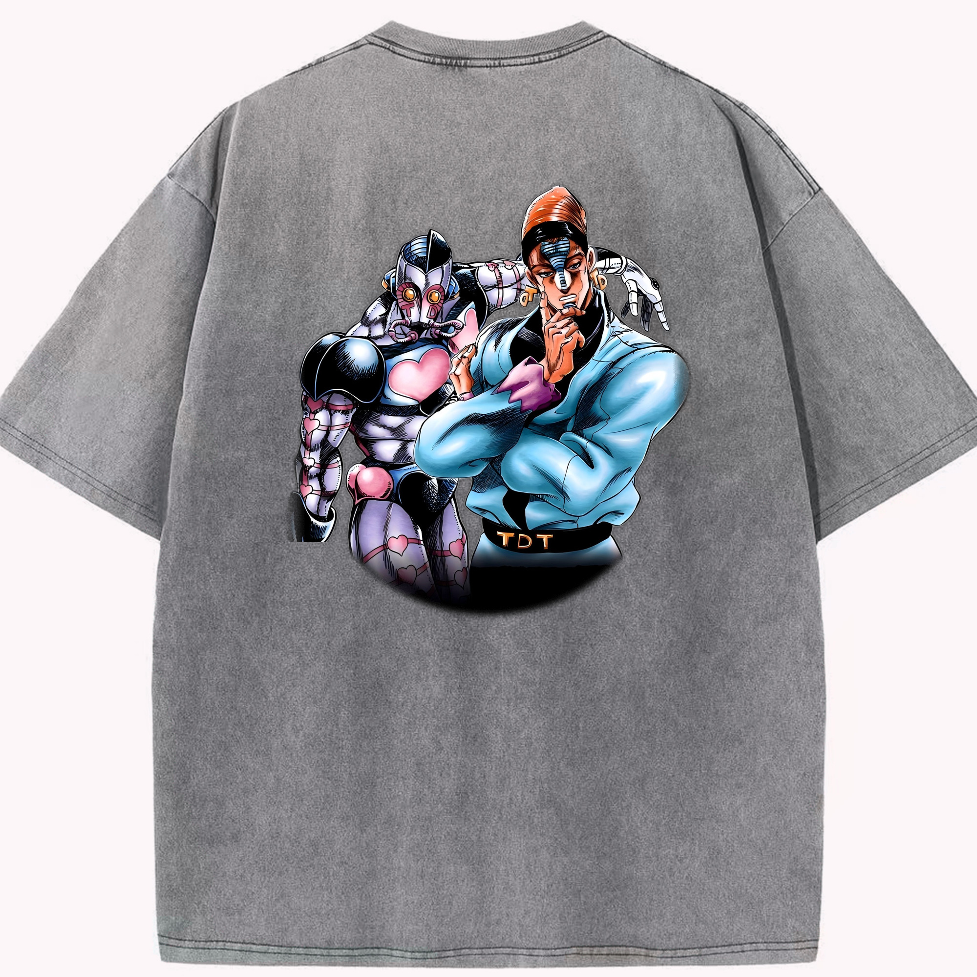 （画像用） ジョジョの奇妙な冒険 ひがしかた じょうすけ JoJo's Bizarre Adventure Higashikata Josuke 綿100% ヴィンテージ風 半袖Tシャツ（背面プリント）