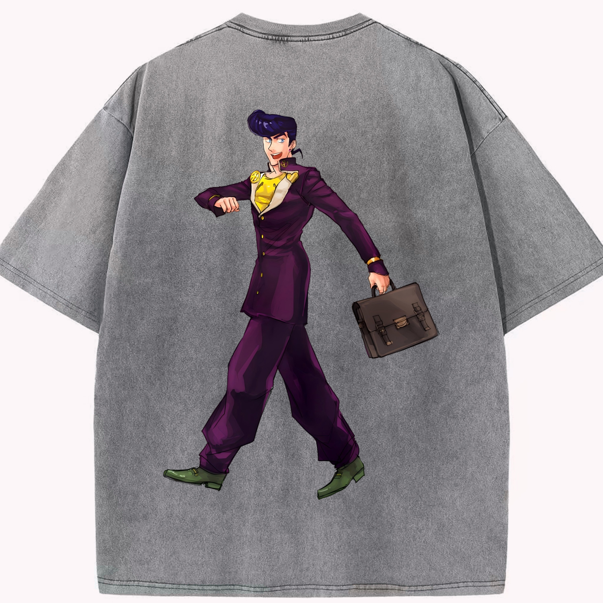 （画像用） ジョジョの奇妙な冒険 ひがしかた じょうすけ JoJo's Bizarre Adventure Higashikata Josuke 綿100% ヴィンテージ風 半袖Tシャツ（背面プリント）
