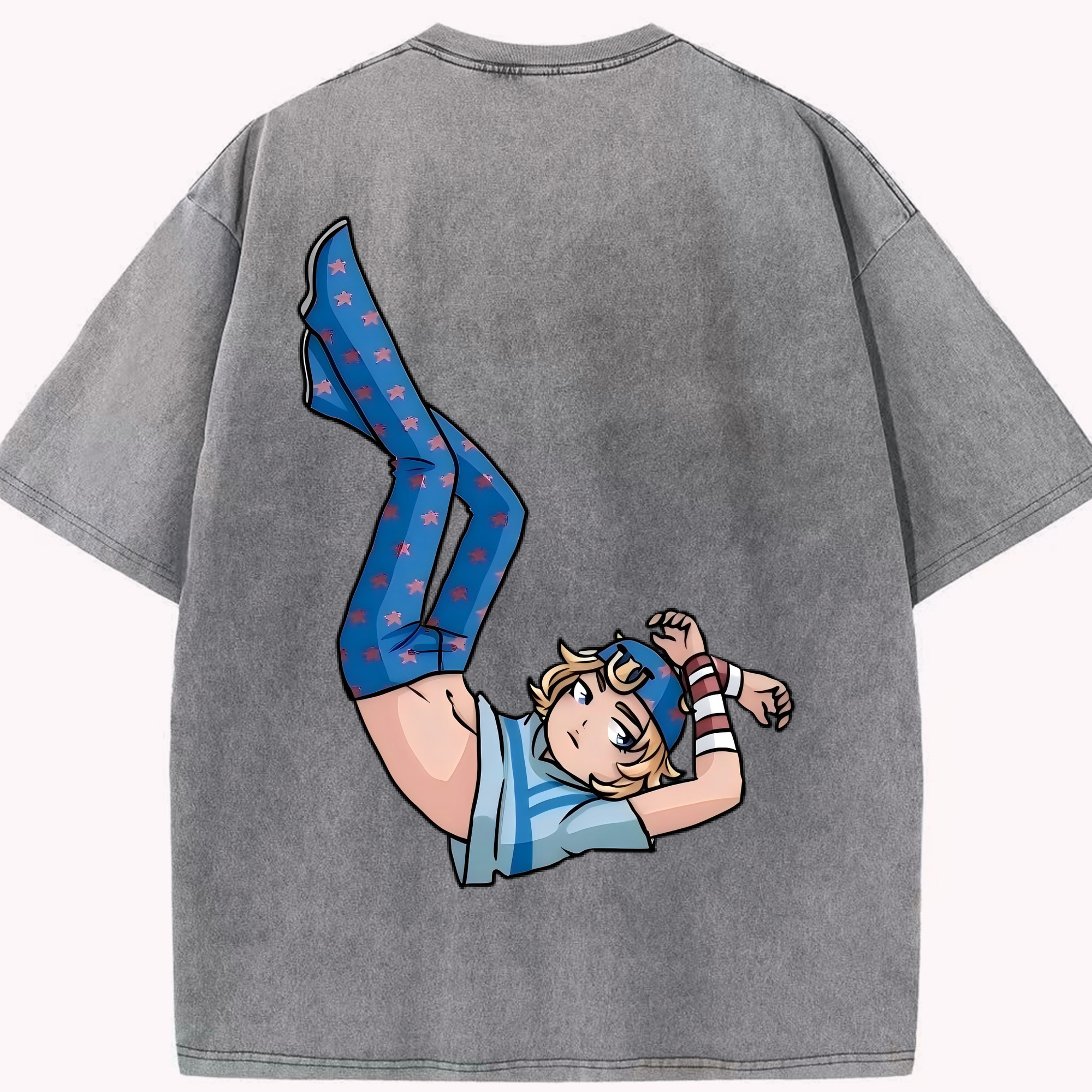 （画像用） ジョジョの奇妙な冒険 グイード?ミスタ JoJo's Bizarre Adventure Guido Mista 綿100% ヴィンテージ風 半袖Tシャツ（背面プリント）
