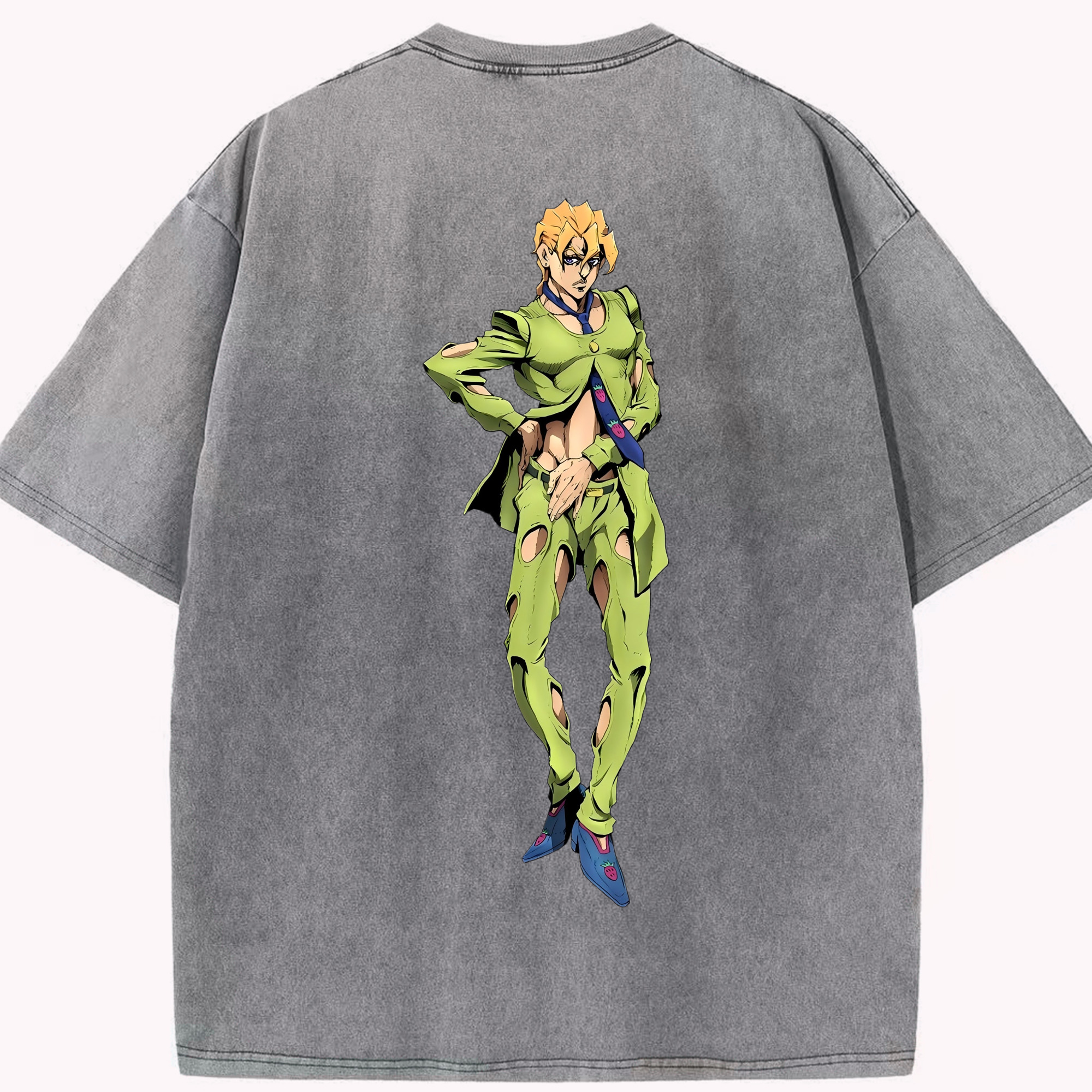 （画像用） ジョジョの奇妙な冒険 パンナコッタ?フー JoJo's Bizarre Adventure Pannacotta Fugo 綿100% ヴィンテージ風 半袖Tシャツ（背面プリント）