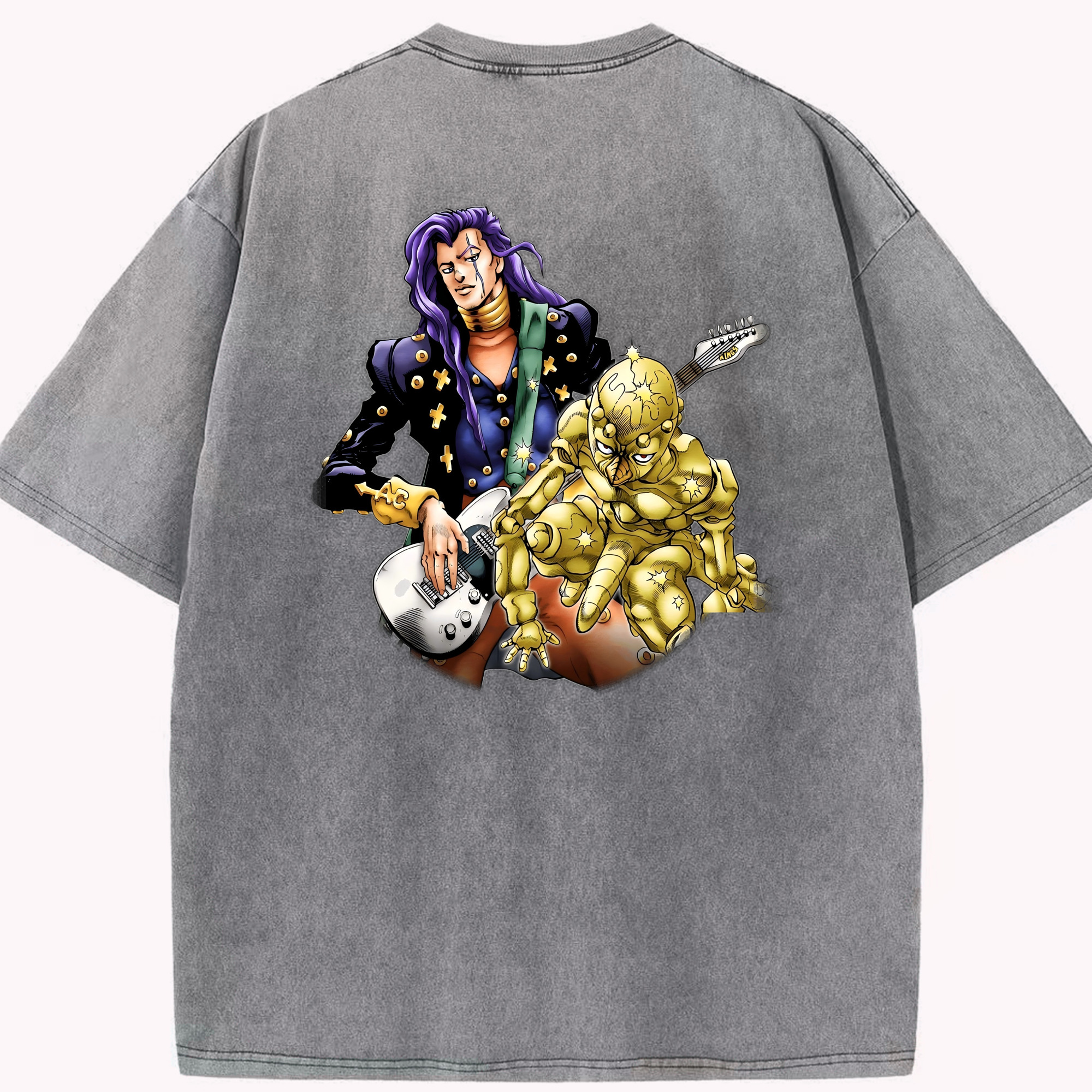 （画像用） ジョジョの奇妙な冒険 おといし あきら JoJo's Bizarre Adventure Akira Otoishi 綿100% ヴィンテージ風 半袖Tシャツ（背面プリント）