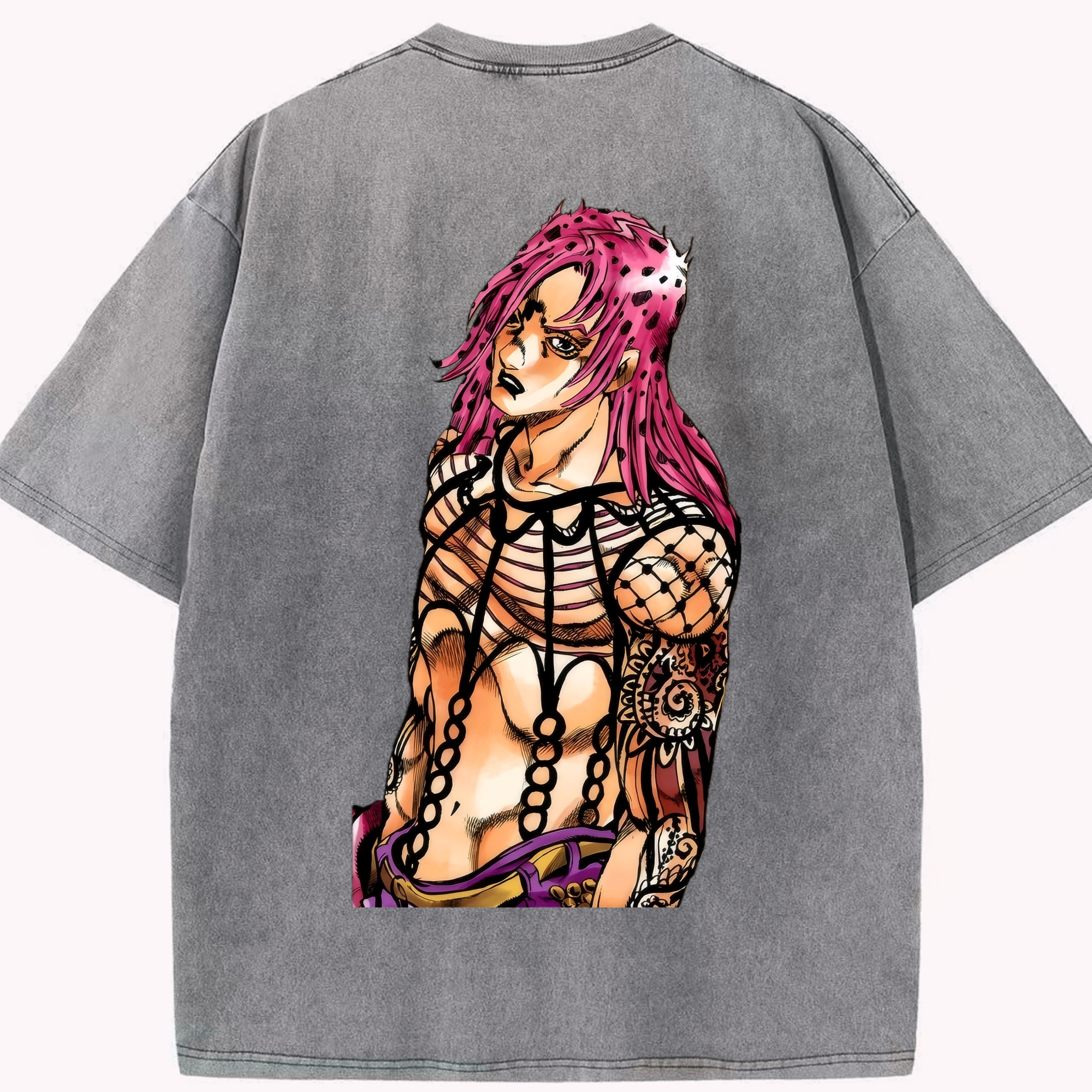 （画像用） ジョジョの奇妙な冒険 ビネガー?ドッピオ JoJo's Bizarre Adventure Vinegar Doppio 綿100% ヴィンテージ風 半袖Tシャツ（背面プリント）