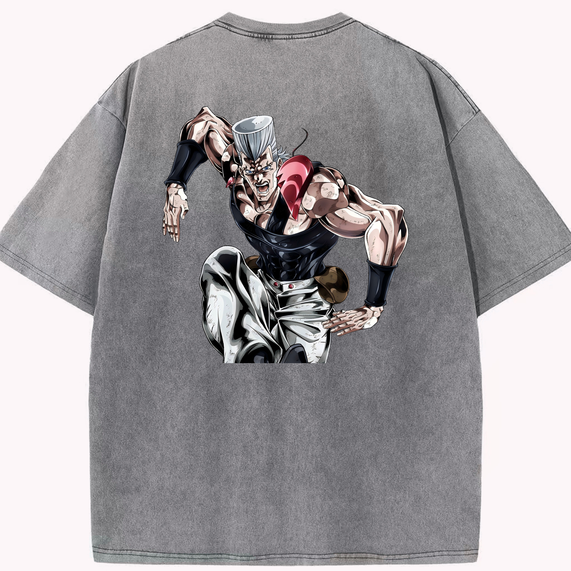 （画像用） ジョジョの奇妙な冒険 ジャン＝ピエール?ポルナレフ JoJo's Bizarre Adventure Jan Pierre Polnareff 綿100% ヴィンテージ風 半袖Tシャツ（背面プリント）