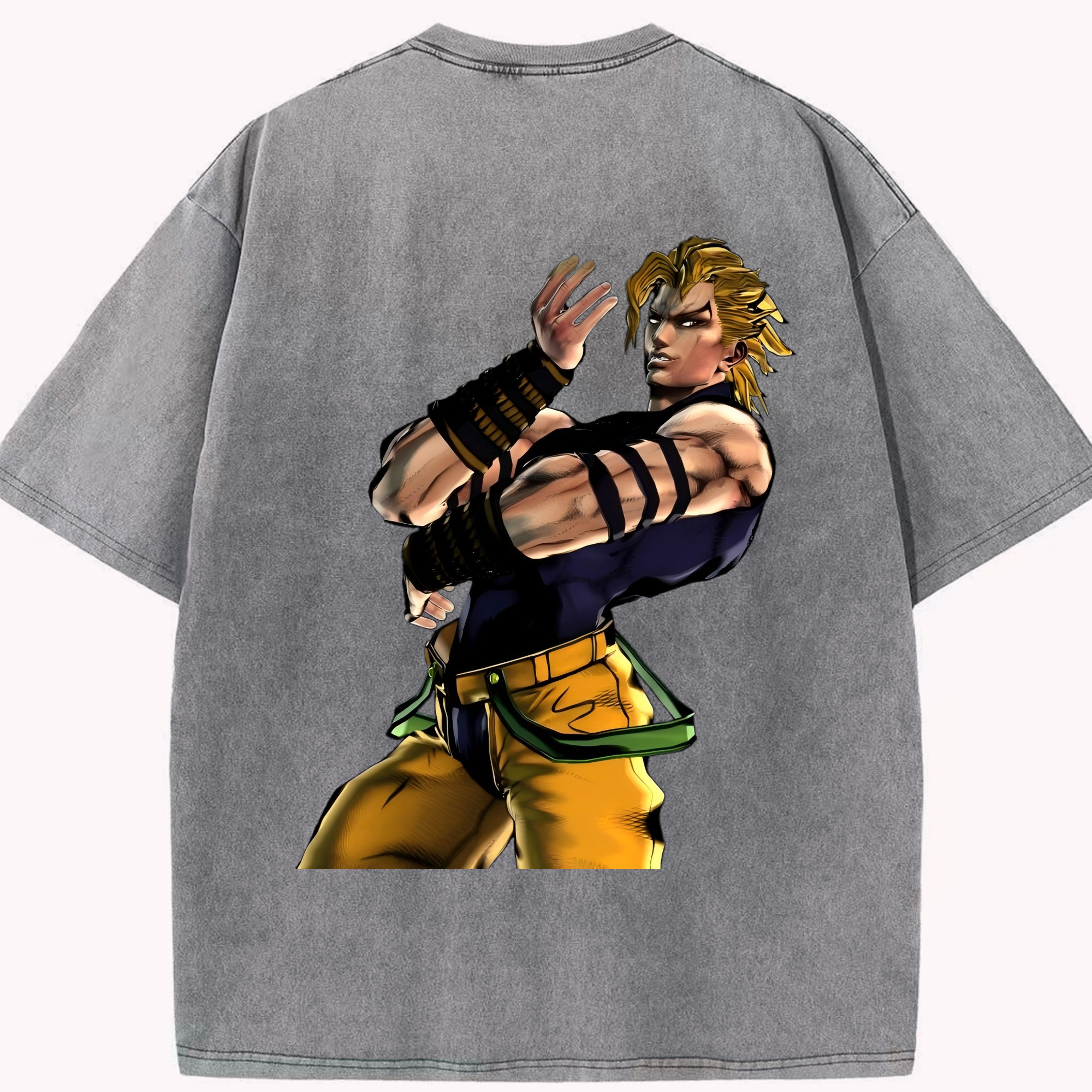 （画像用） ジョジョの奇妙な冒険 ディオ?ブランドー JoJo's Bizarre Adventure Dio Brando 綿100% ヴィンテージ風 半袖Tシャツ（背面プリント）