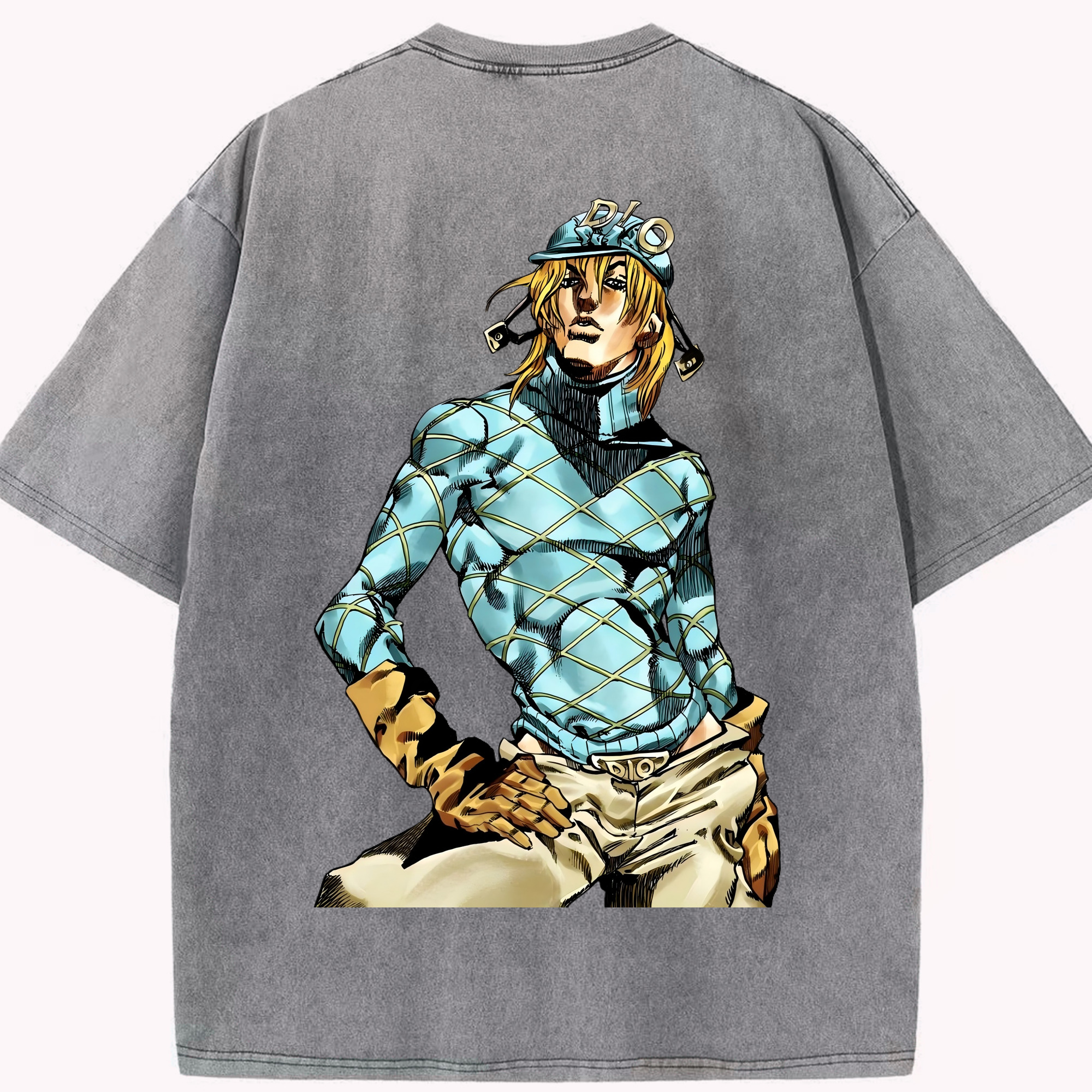 （画像用） ジョジョの奇妙な冒険 ディオ?ブランドー JoJo's Bizarre Adventure Dio Brando 綿100% ヴィンテージ風 半袖Tシャツ（背面プリント）