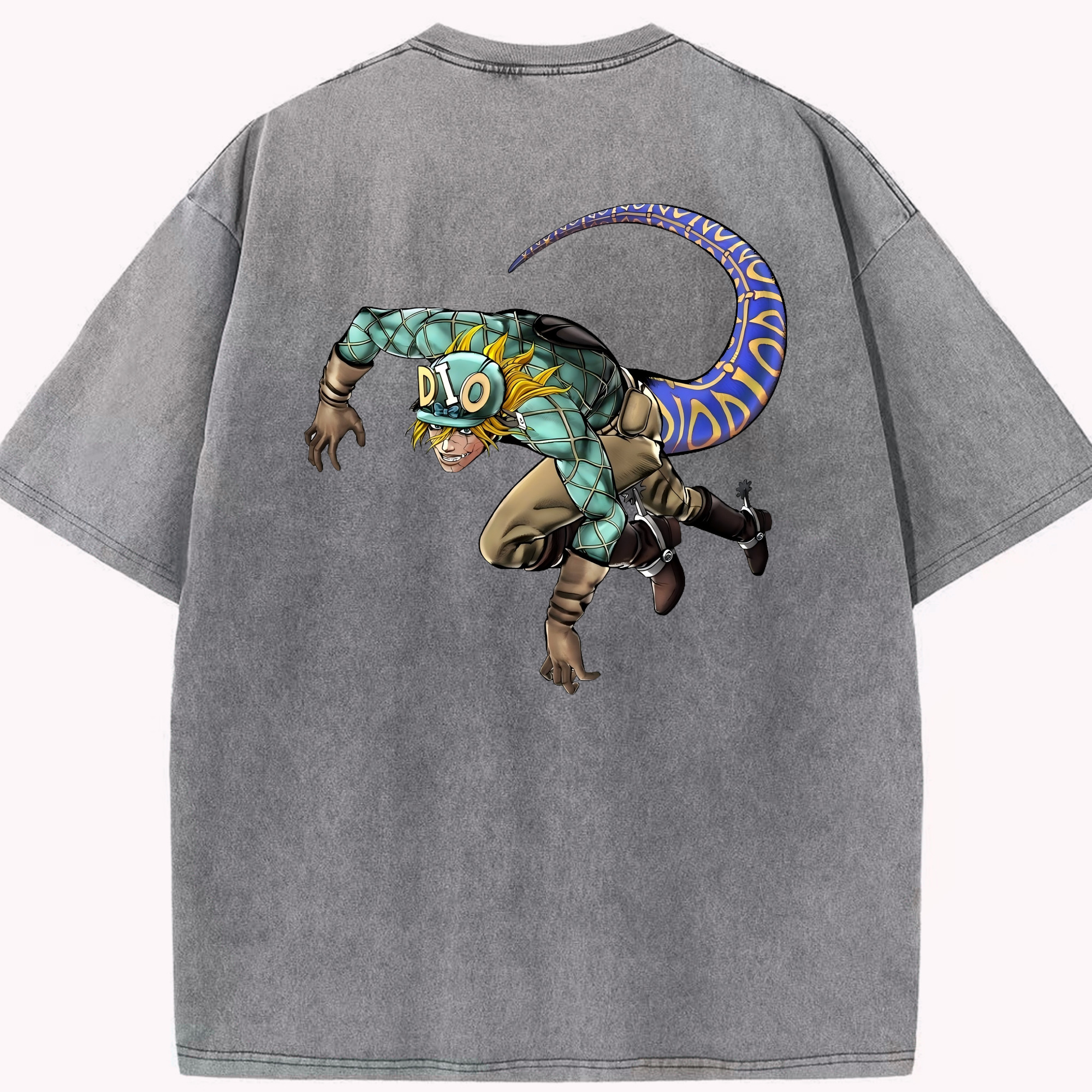（画像用） ジョジョの奇妙な冒険 ディオ?ブランドー JoJo's Bizarre Adventure Dio Brando 綿100% ヴィンテージ風 半袖Tシャツ（背面プリント）