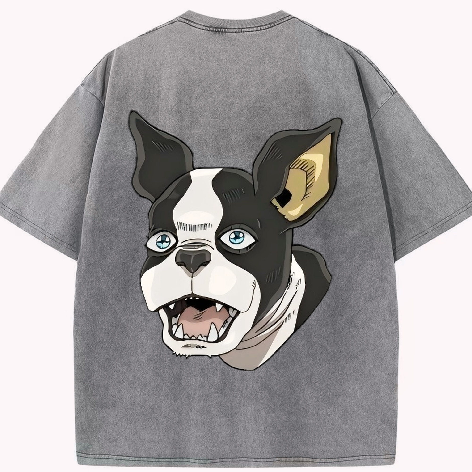 （画像用） ジョジョの奇妙な冒険 イギー JoJo's Bizarre Adventure Iggy 綿100% ヴィンテージ風 半袖Tシャツ（背面プリント）