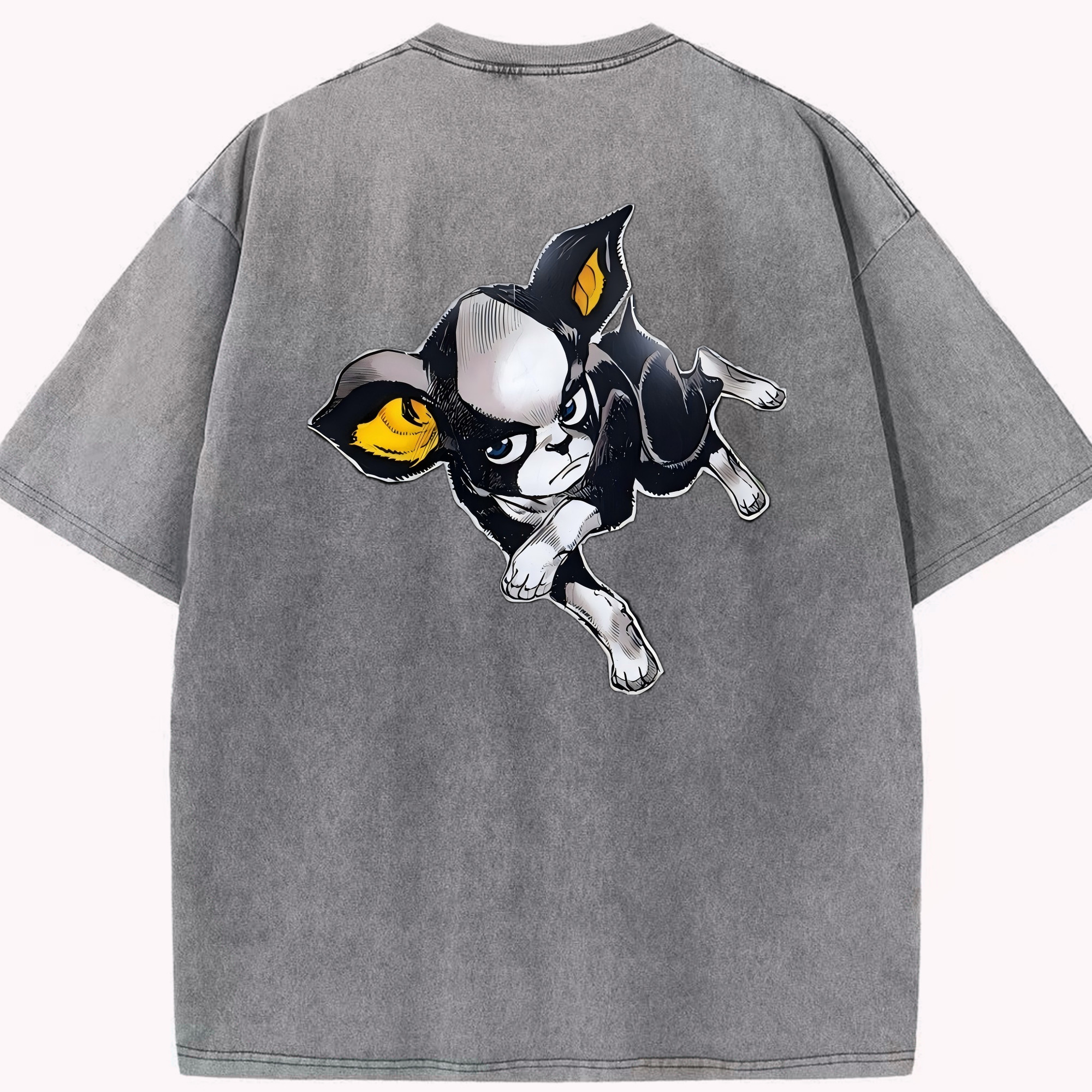 （画像用） ジョジョの奇妙な冒険 イギー JoJo's Bizarre Adventure Iggy 綿100% ヴィンテージ風 半袖Tシャツ（背面プリント）