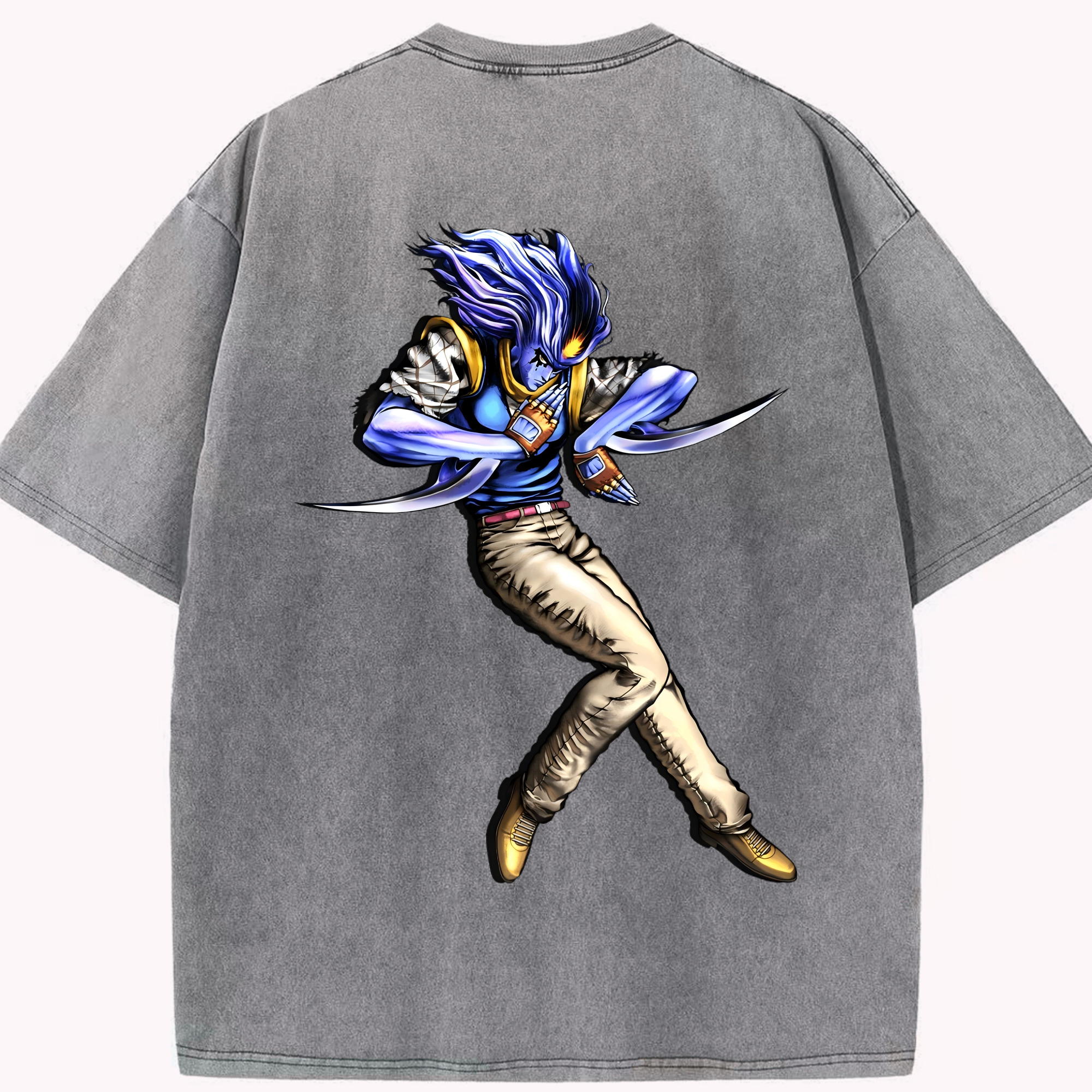 （画像用） ジョジョの奇妙な冒険 JoJo's Bizarre Adventure 綿100% ヴィンテージ風 半袖Tシャツ（背面プリント）