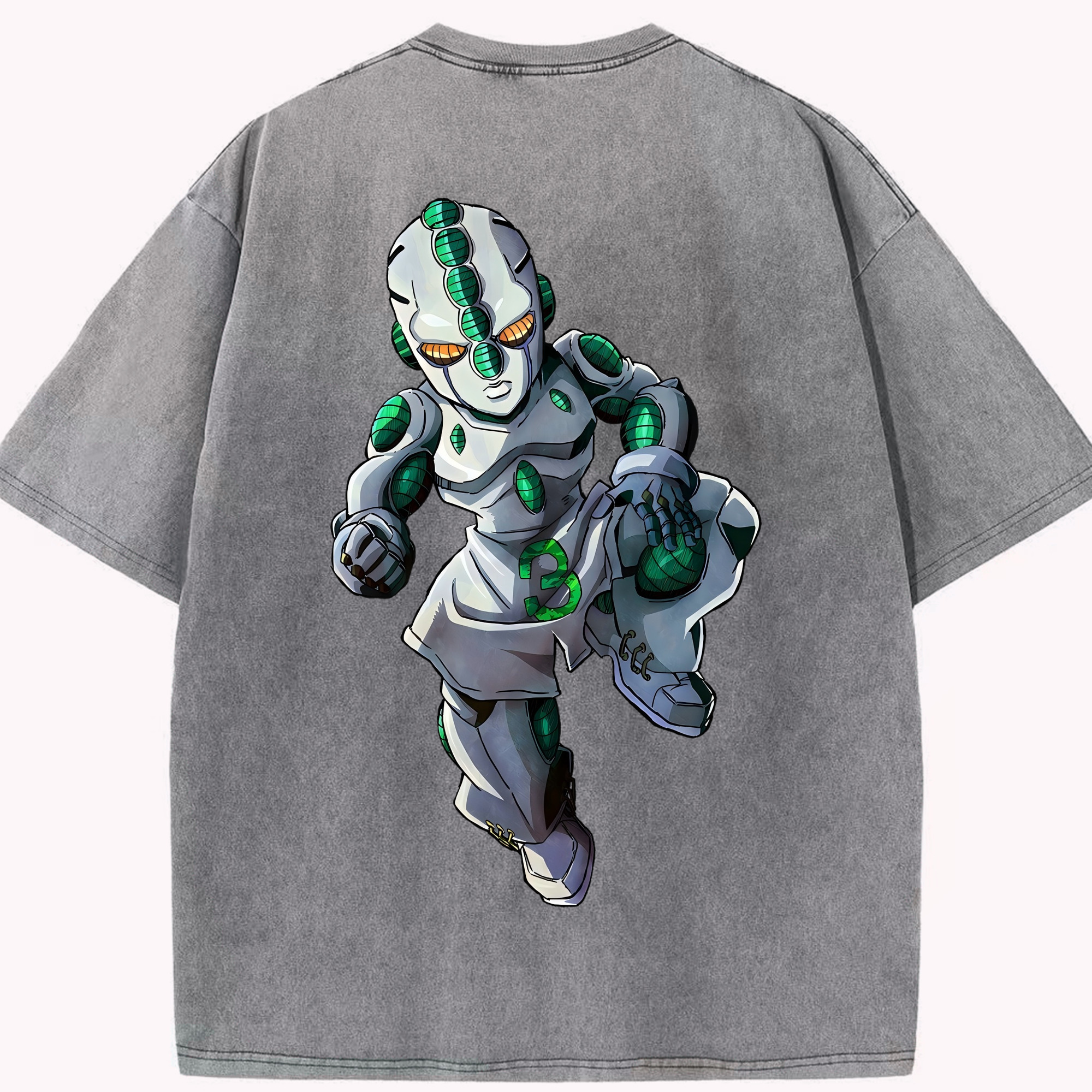 （画像用） ジョジョの奇妙な冒険 広瀨康一 JoJo's Bizarre Adventure Hirose Koichi 綿100% ヴィンテージ風 半袖Tシャツ（背面プリント）