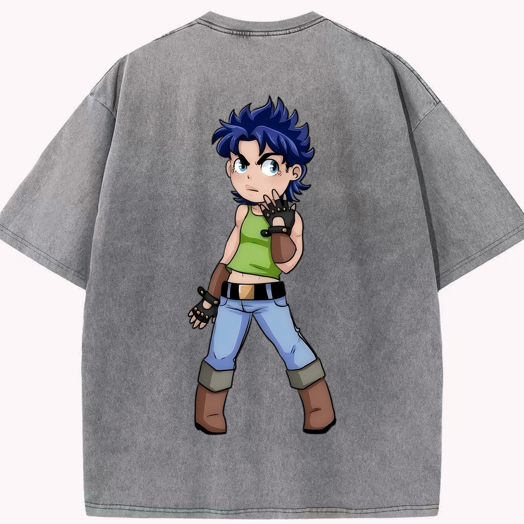 （画像用） ジョジョの奇妙な冒険 広瀨康一 JoJo's Bizarre Adventure Hirose Koichi 綿100% ヴィンテージ風 半袖Tシャツ（背面プリント）