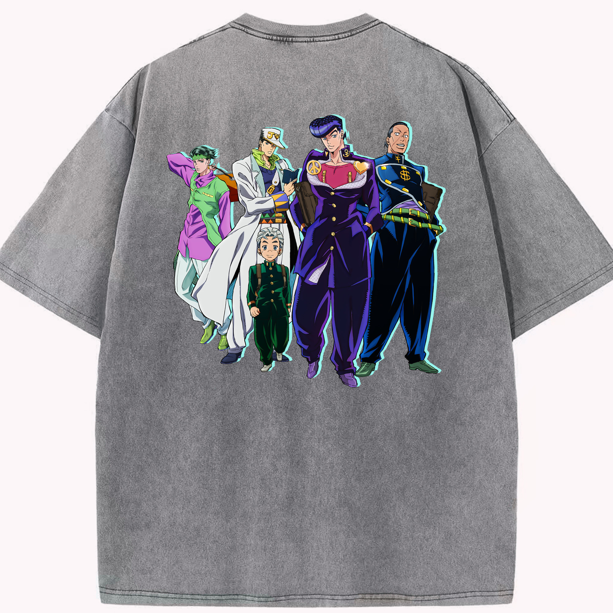 （画像用） ジョジョの奇妙な冒険 JoJo's Bizarre Adventure 綿100% ヴィンテージ風 半袖Tシャツ（背面プリント）
