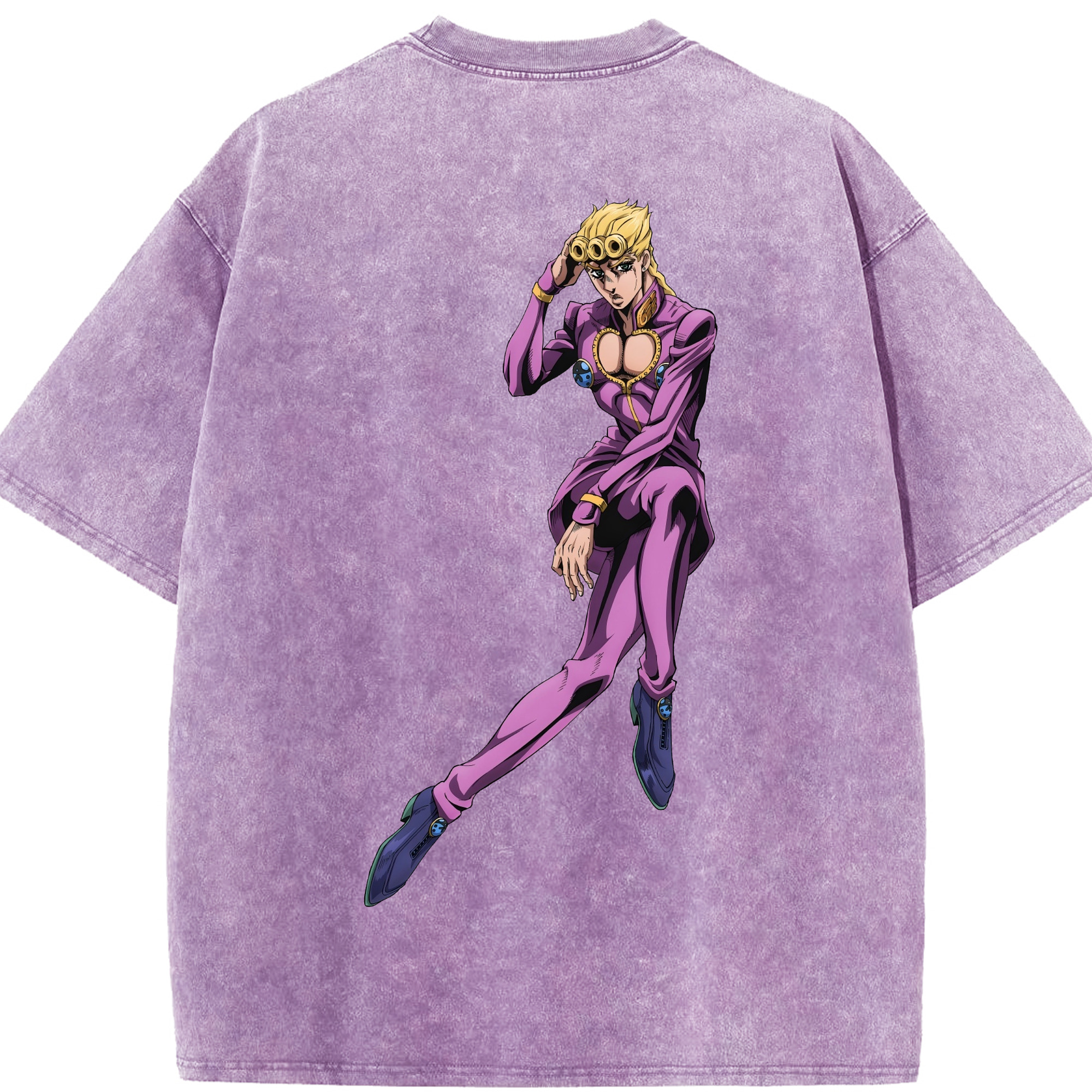 （画像用） ジョジョの奇妙な冒険 ジョルノ?ジョバァーナ JoJo's Bizarre Adventure Giorno Giovanna 綿100% ヴィンテージ風 半袖Tシャツ（背面プリント）