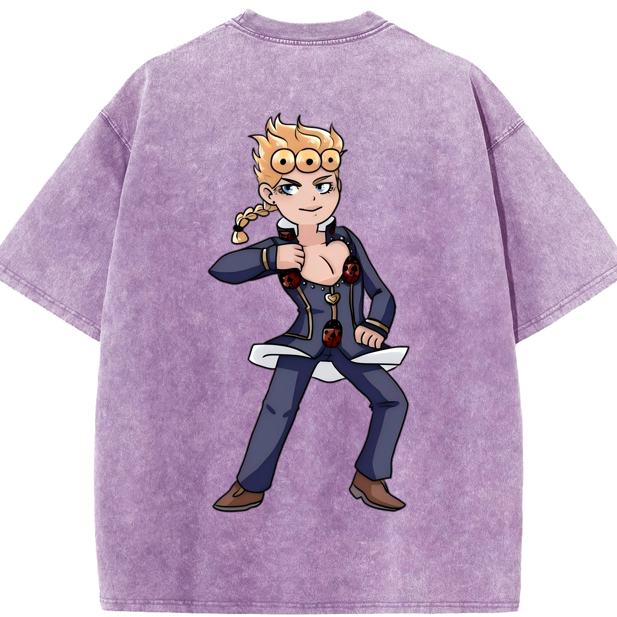 （画像用） ジョジョの奇妙な冒険 ジョルノ?ジョバァーナ JoJo's Bizarre Adventure Giorno Giovanna 綿100% ヴィンテージ風 半袖Tシャツ（背面プリント）