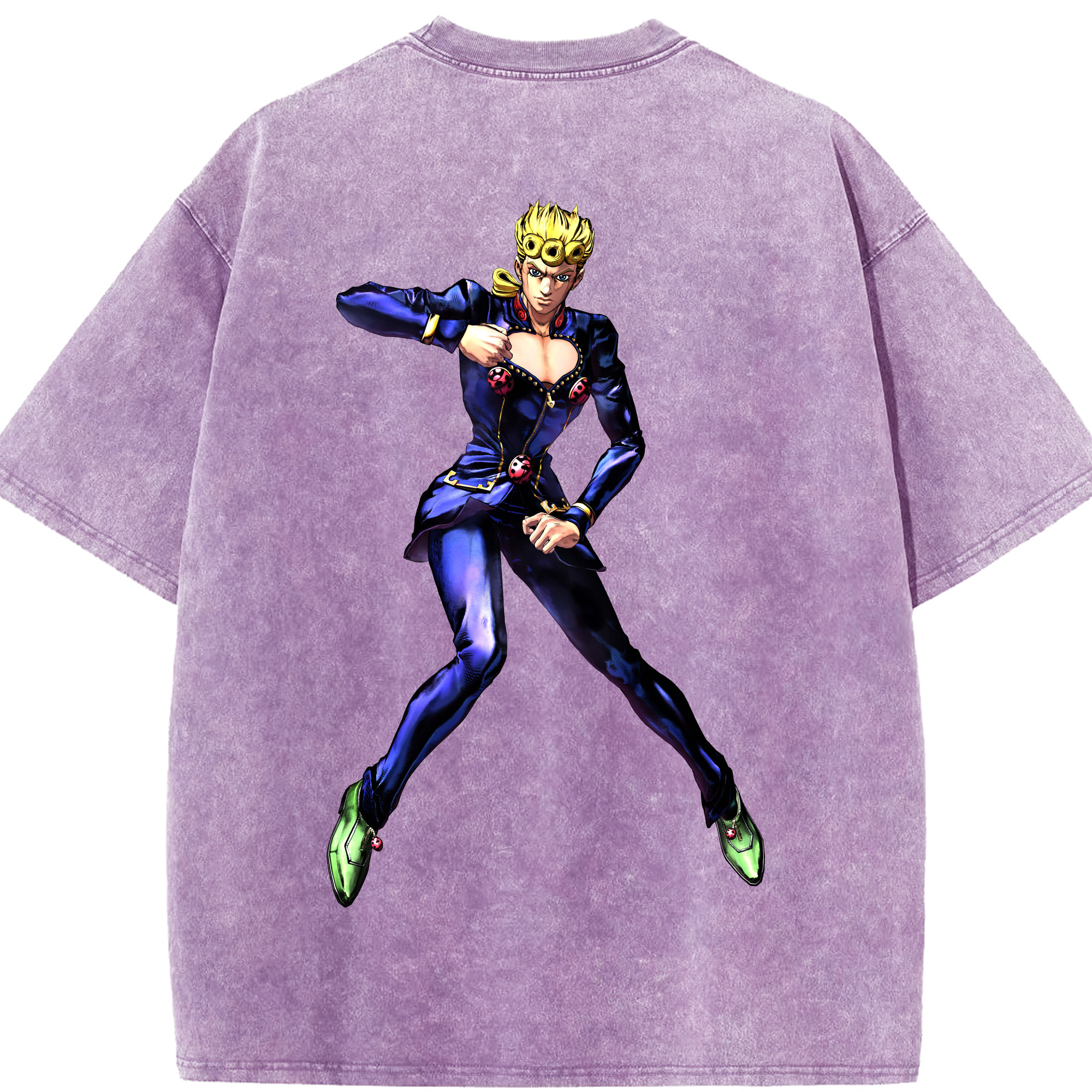 （画像用） ジョジョの奇妙な冒険 ジョルノ?ジョバァーナ JoJo's Bizarre Adventure Giorno Giovanna 綿100% ヴィンテージ風 半袖Tシャツ（背面プリント）