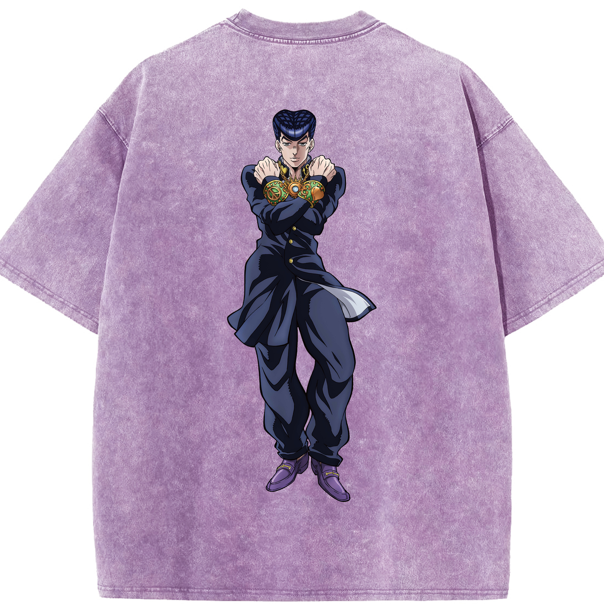 （画像用） ジョジョの奇妙な冒険 ひがしかた じょうすけ JoJo's Bizarre Adventure Higashikata Josuke 綿100% ヴィンテージ風 半袖Tシャツ（背面プリント）