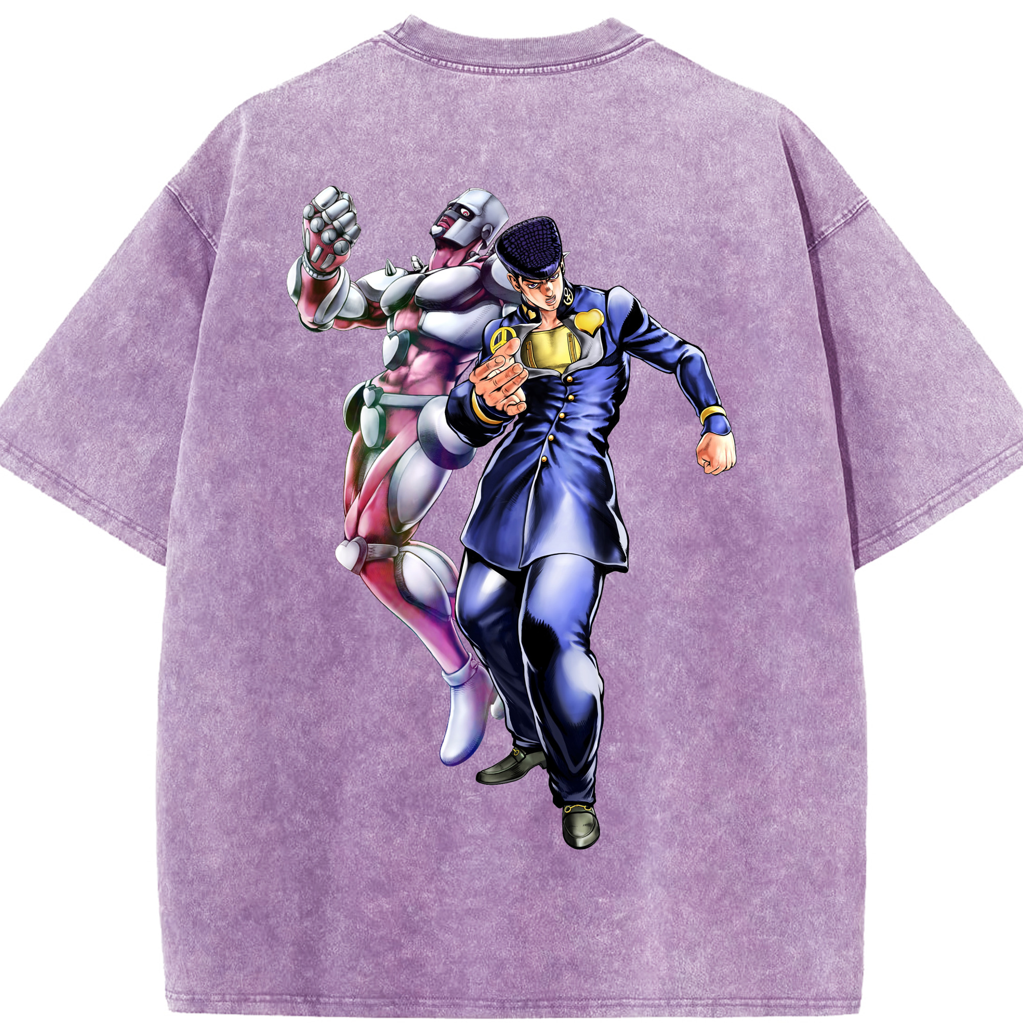 （画像用） ジョジョの奇妙な冒険 ひがしかた じょうすけ JoJo's Bizarre Adventure Higashikata Josuke 綿100% ヴィンテージ風 半袖Tシャツ（背面プリント）