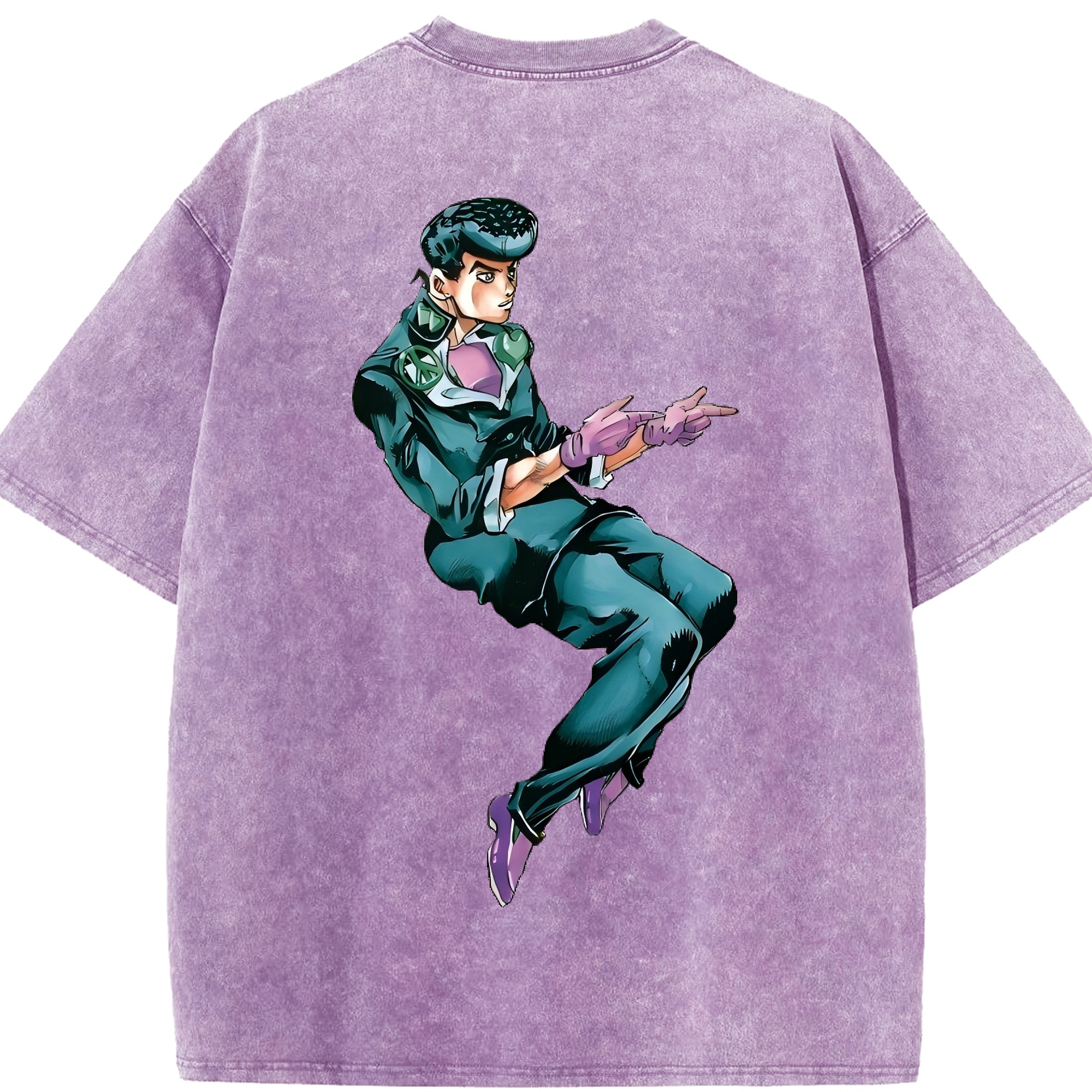（画像用） ジョジョの奇妙な冒険 ひがしかた じょうすけ JoJo's Bizarre Adventure Higashikata Josuke 綿100% ヴィンテージ風 半袖Tシャツ（背面プリント）