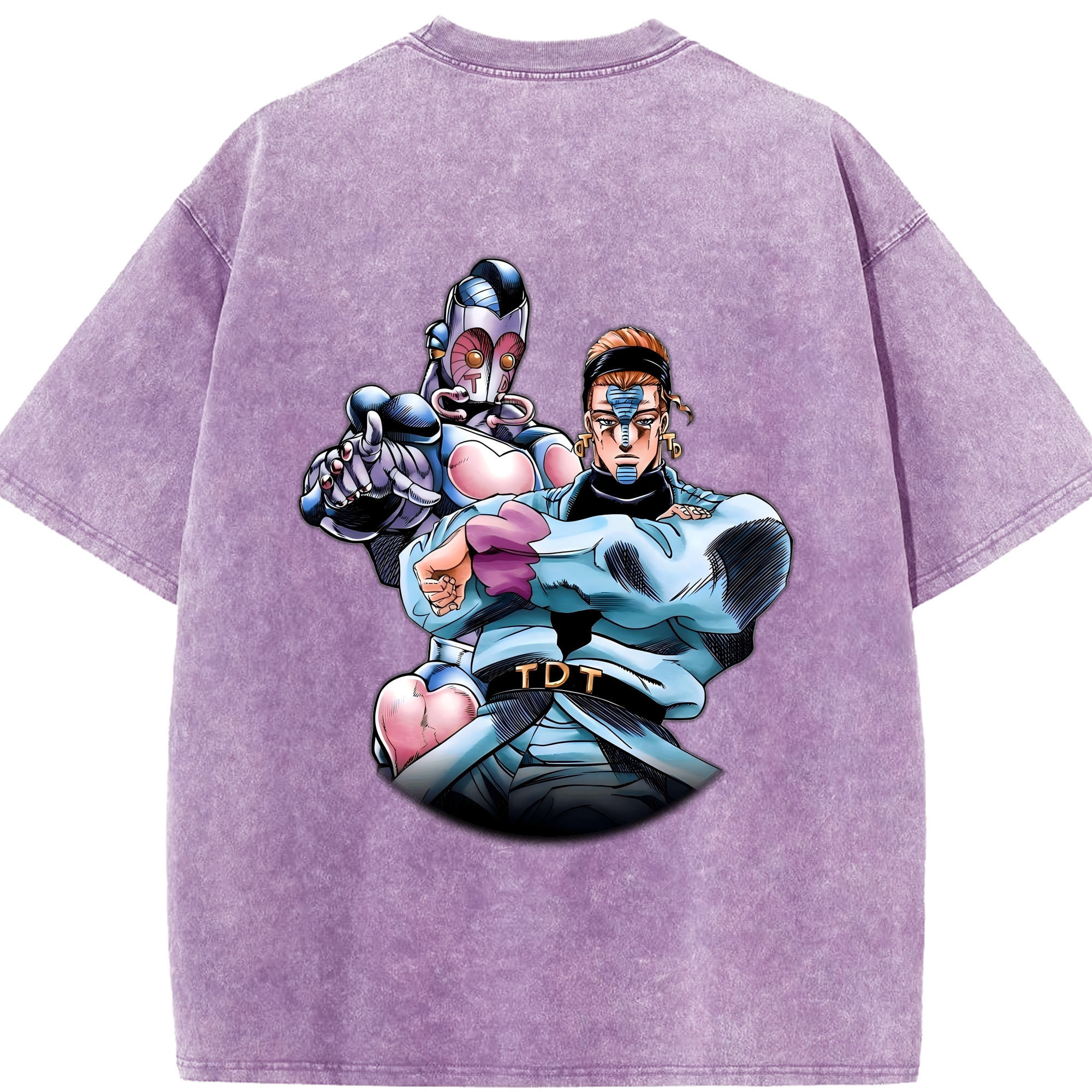 （画像用） ジョジョの奇妙な冒険 ひがしかた じょうすけ JoJo's Bizarre Adventure Higashikata Josuke 綿100% ヴィンテージ風 半袖Tシャツ（背面プリント）