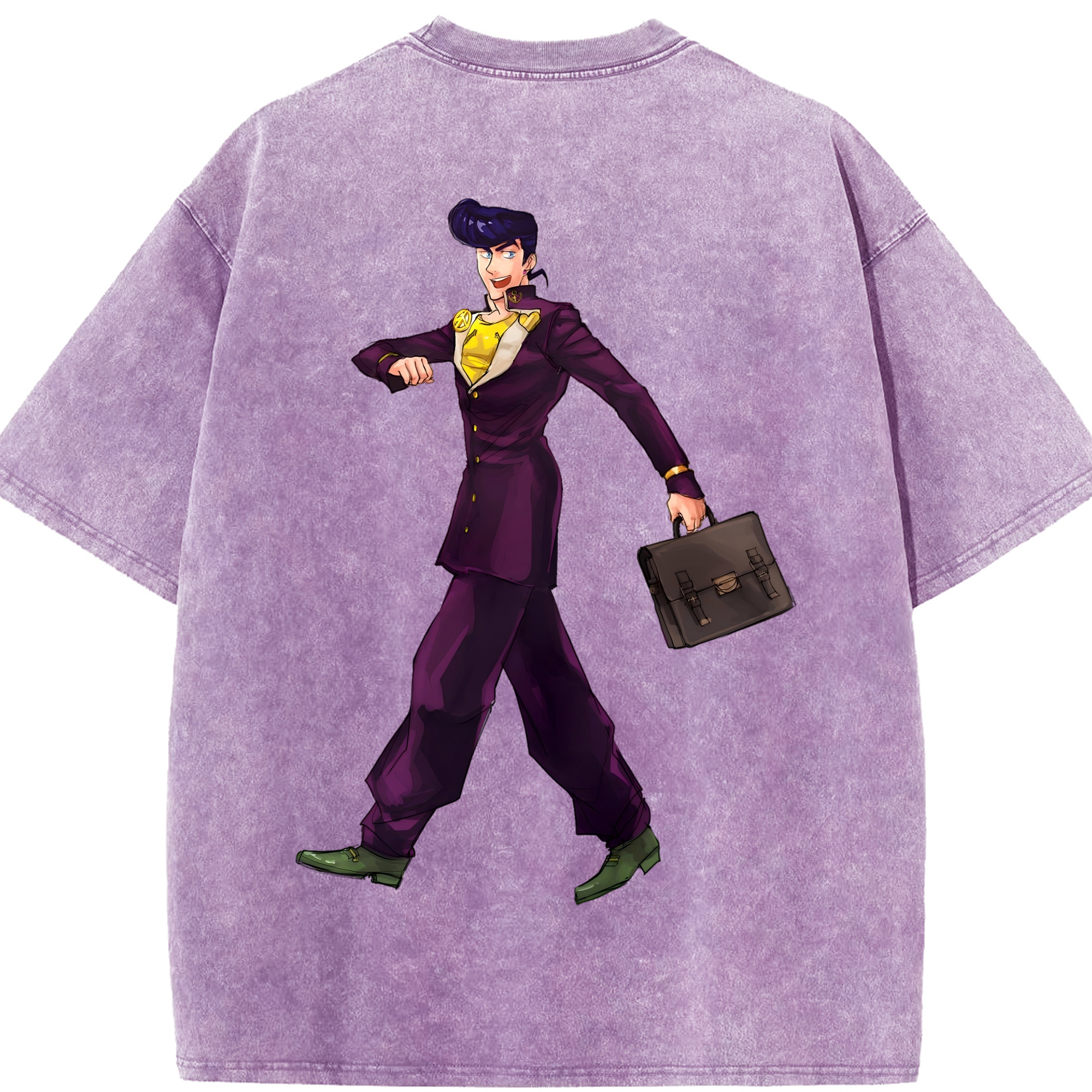 （画像用） ジョジョの奇妙な冒険 ひがしかた じょうすけ JoJo's Bizarre Adventure Higashikata Josuke 綿100% ヴィンテージ風 半袖Tシャツ（背面プリント）