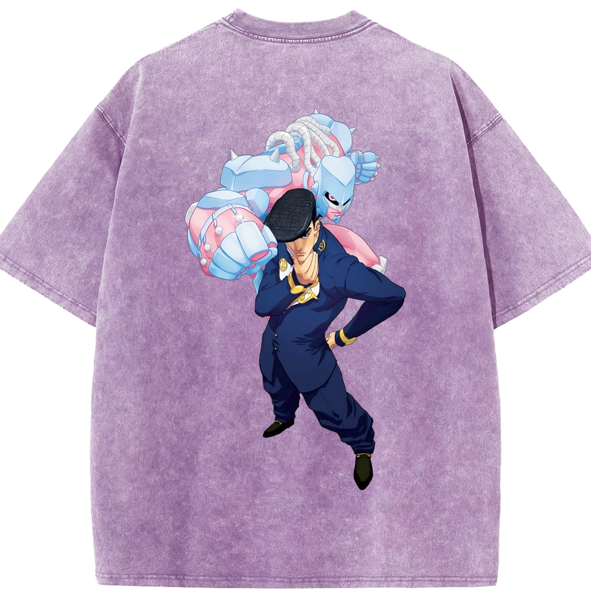 （画像用） ジョジョの奇妙な冒険 ひがしかた じょうすけ JoJo's Bizarre Adventure Higashikata Josuke 綿100% ヴィンテージ風 半袖Tシャツ（背面プリント）