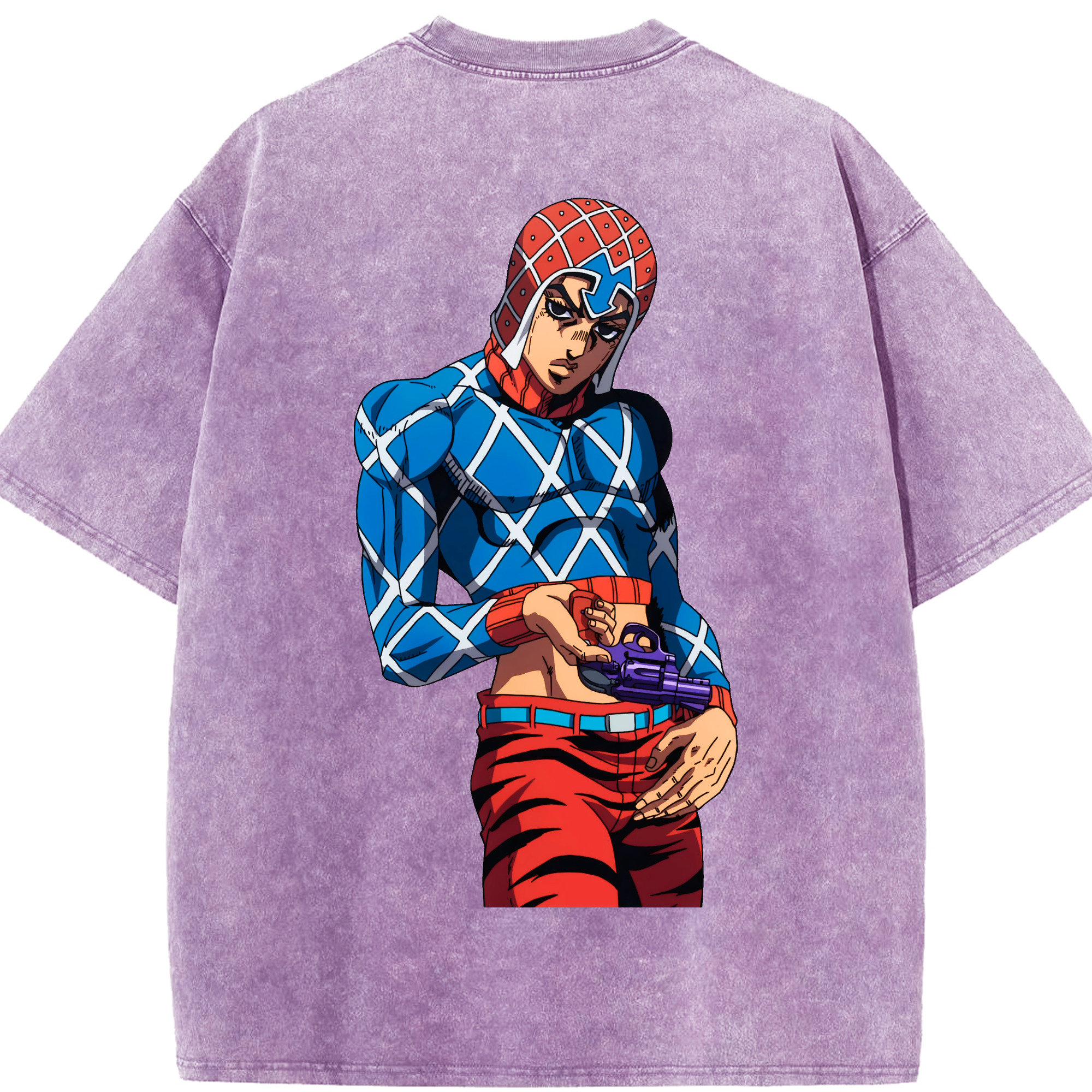 （画像用） ジョジョの奇妙な冒険 グイード?ミスタ JoJo's Bizarre Adventure Guido Mista 綿100% ヴィンテージ風 半袖Tシャツ（背面プリント）