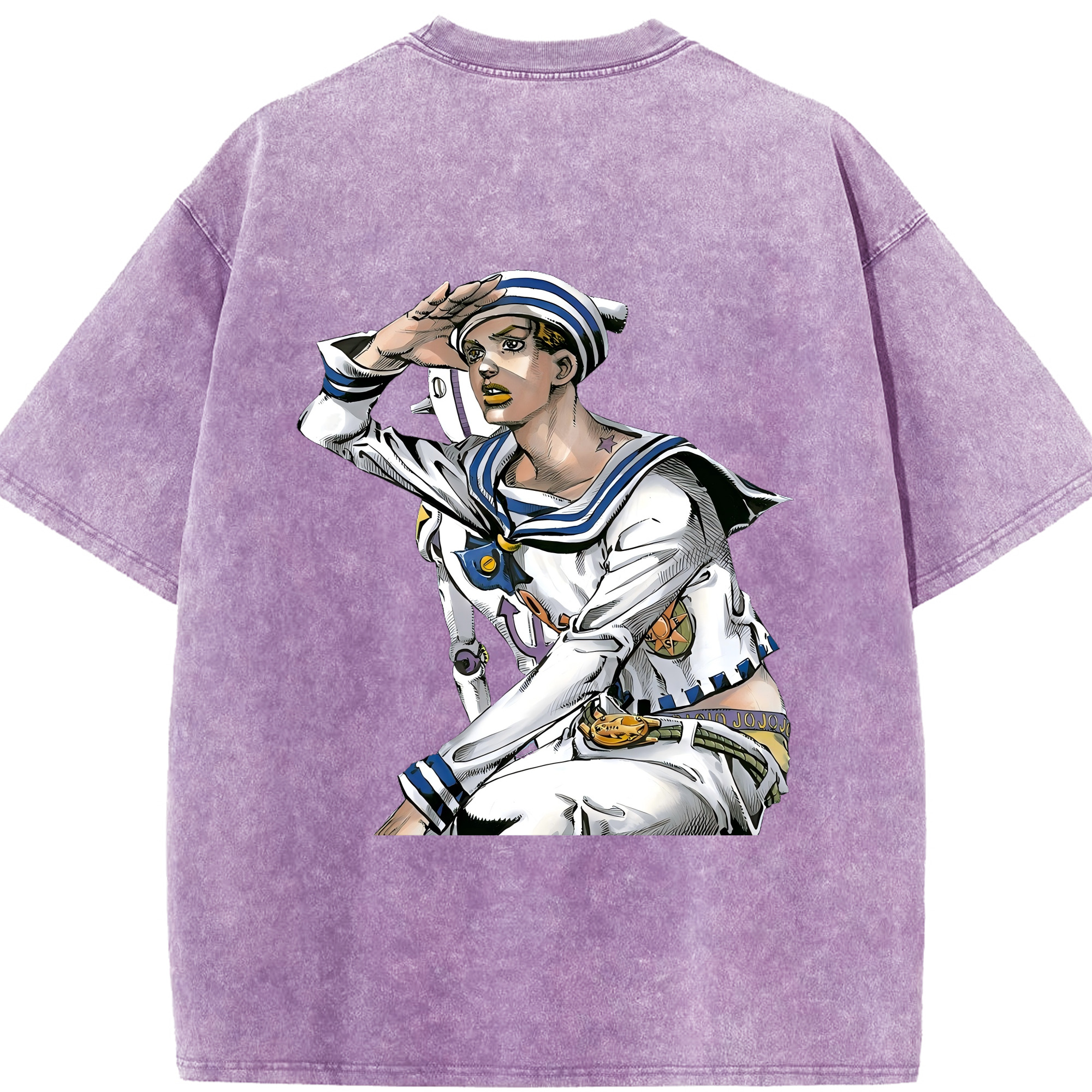 （画像用） ジョジョの奇妙な冒険 東方定助 JoJo's Bizarre Adventure Higashikata Josuke 綿100% ヴィンテージ風 半袖Tシャツ（背面プリント）