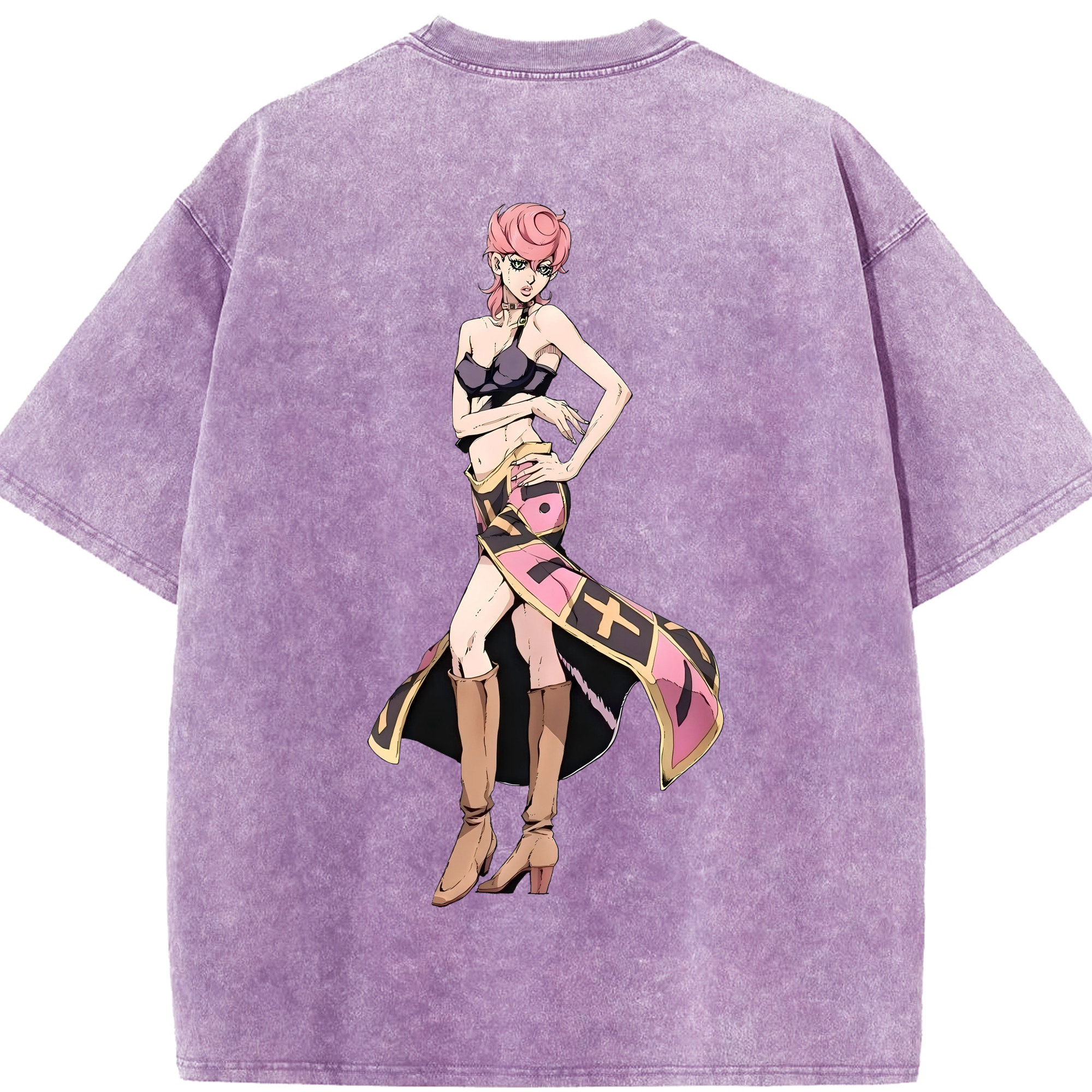 （画像用） ジョジョの奇妙な冒険 トリッシュ?ウナ JoJo's Bizarre Adventure Trish Una 綿100% ヴィンテージ風 半袖Tシャツ（背面プリント）